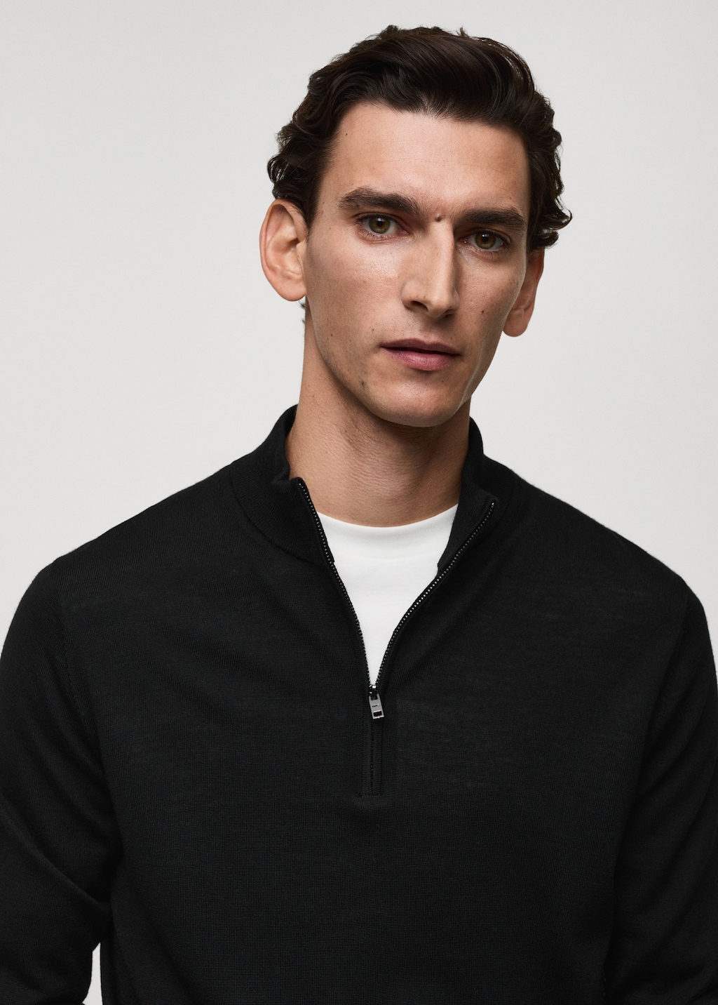 100% merino wool perkins-neck sweater with zipper - Men 100% merino wool perkins-neck sweater with zipper - Men