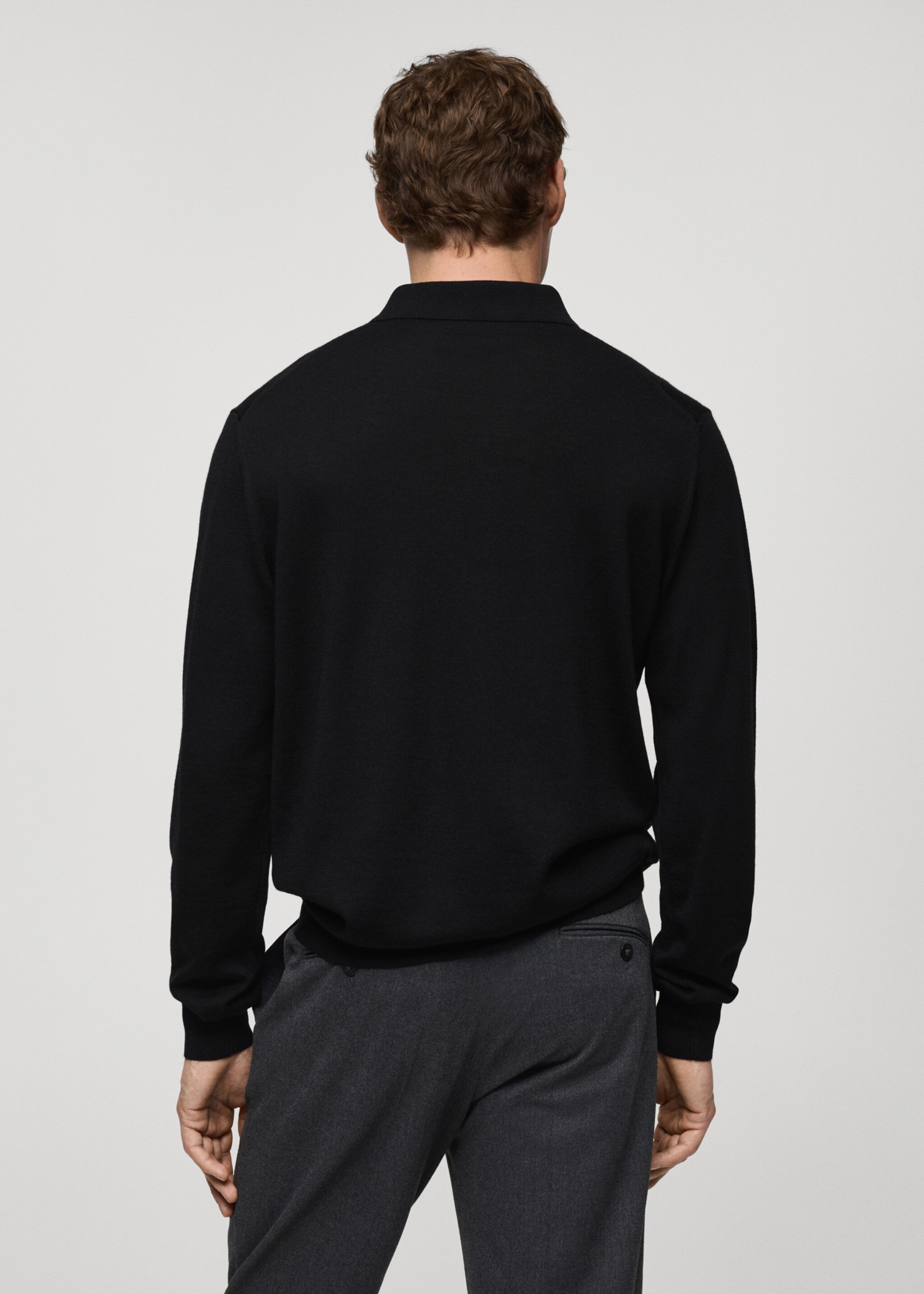 Poloshirt-Pullover aus 100 % Merinowolle - Rückseite des Artikels