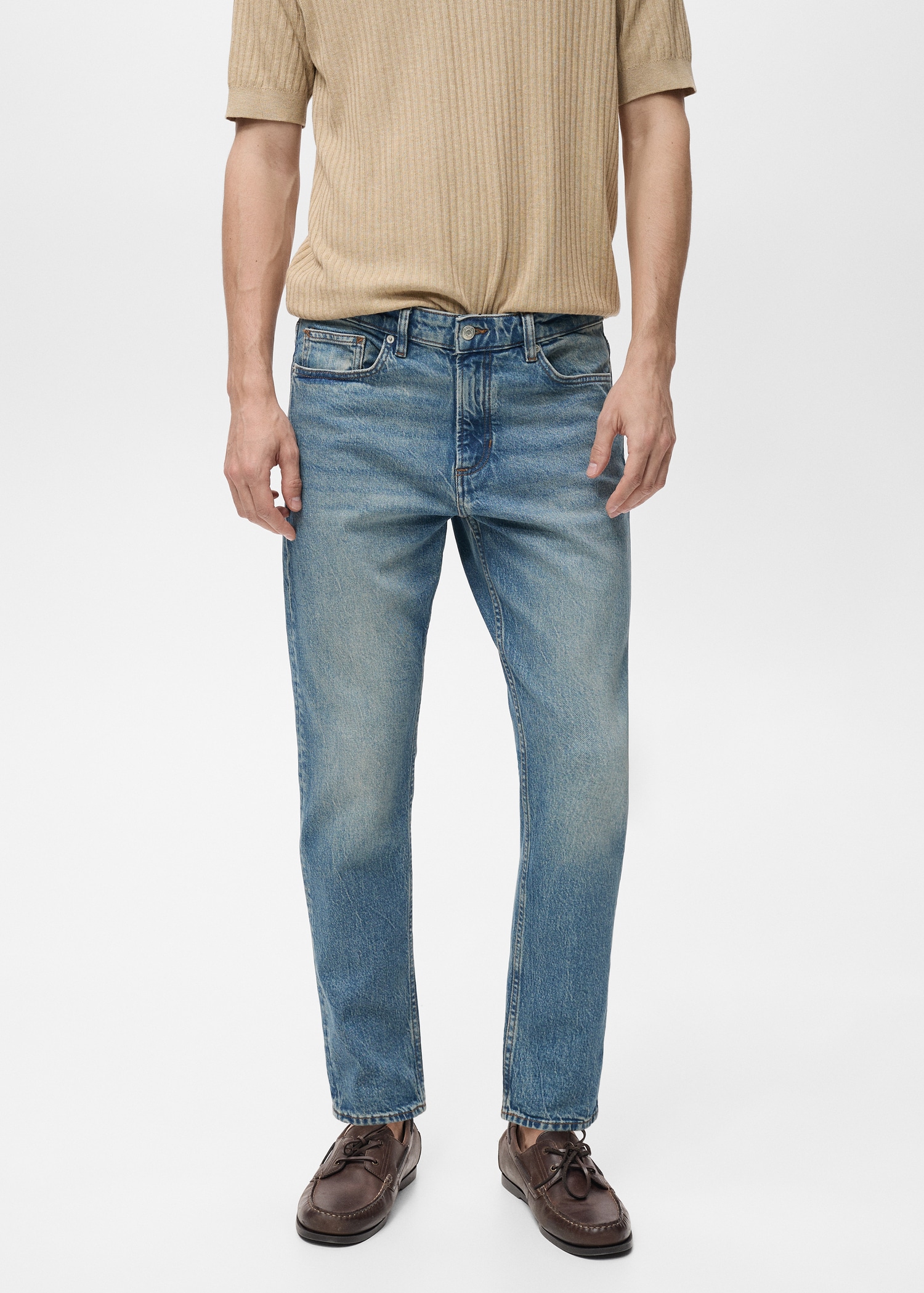 Tapered-Fit-Jeans Ben im Used-Look - Mittlere Ansicht