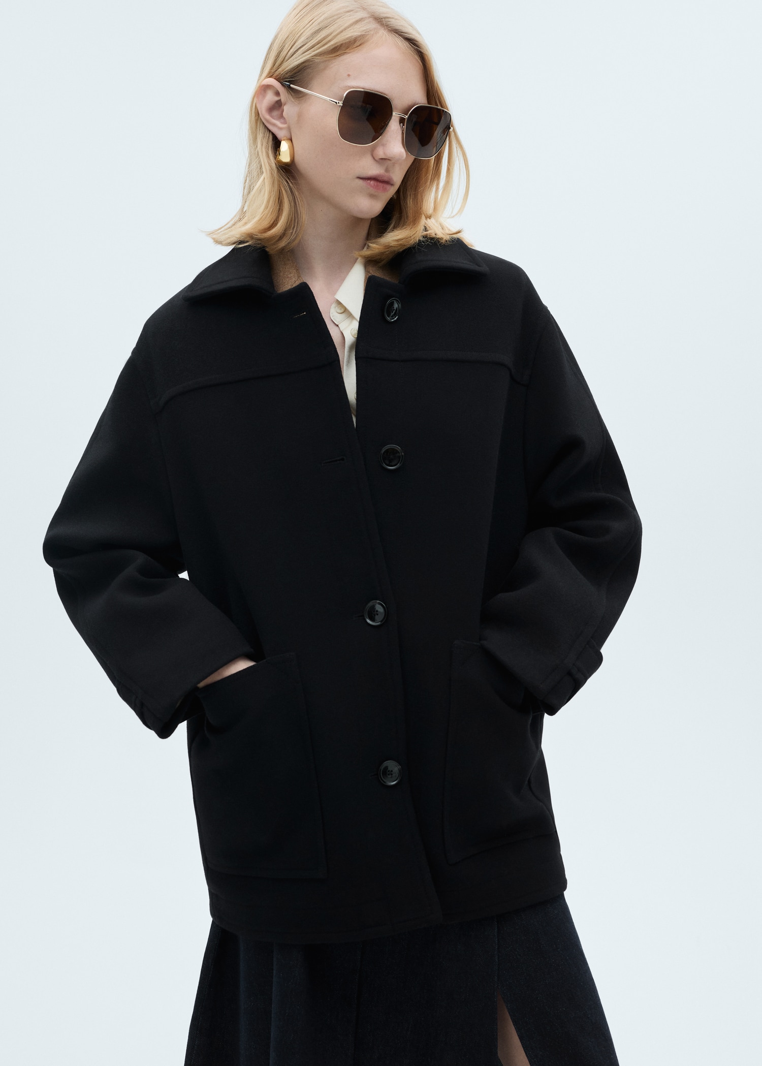 Wool Mantel Work Mango MANGO Women's Handmade Oversized Wool Coat