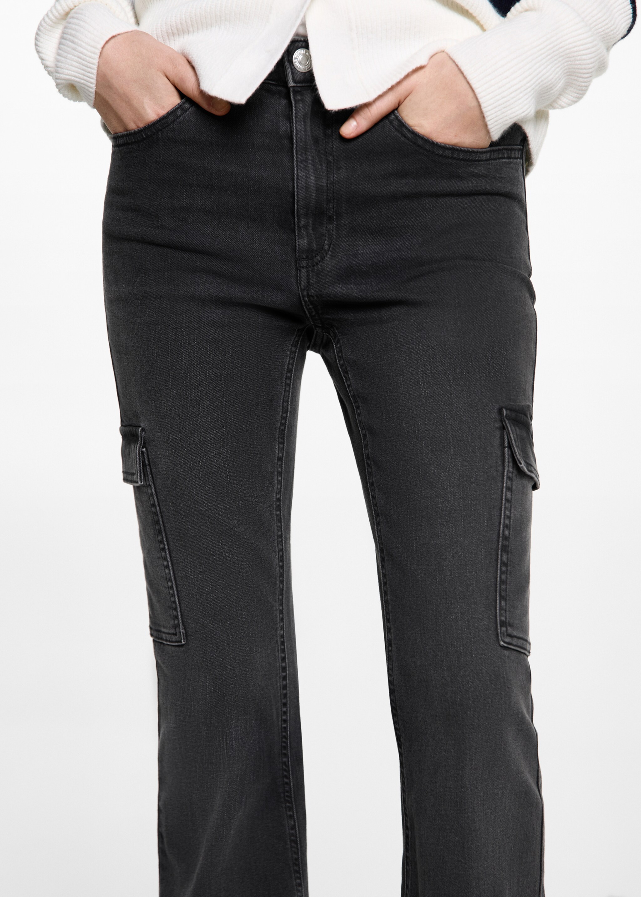 Flared cargo jeans - Medium plane
