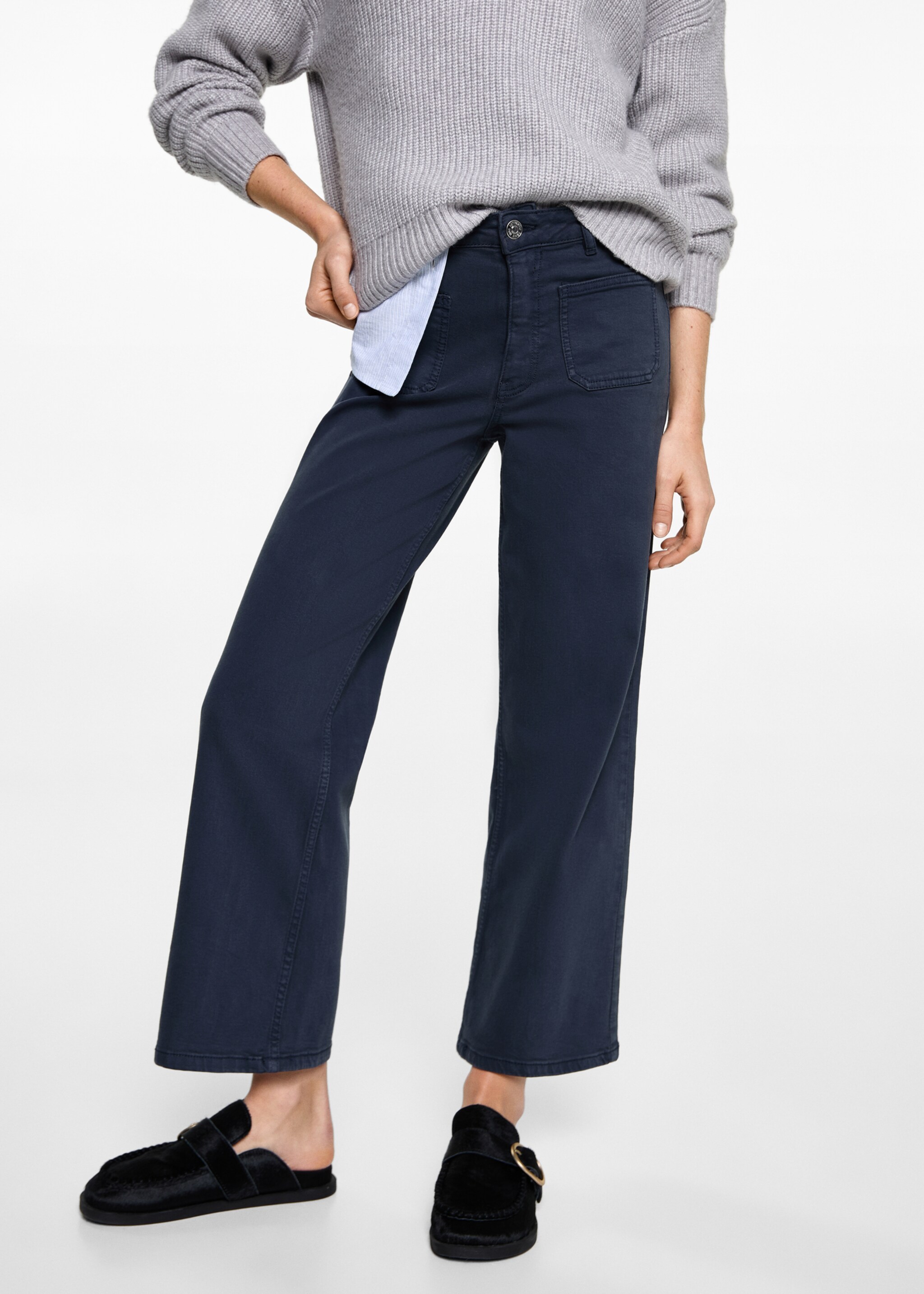 Culotte-Jeans mit Taschen - Mittlere Ansicht
