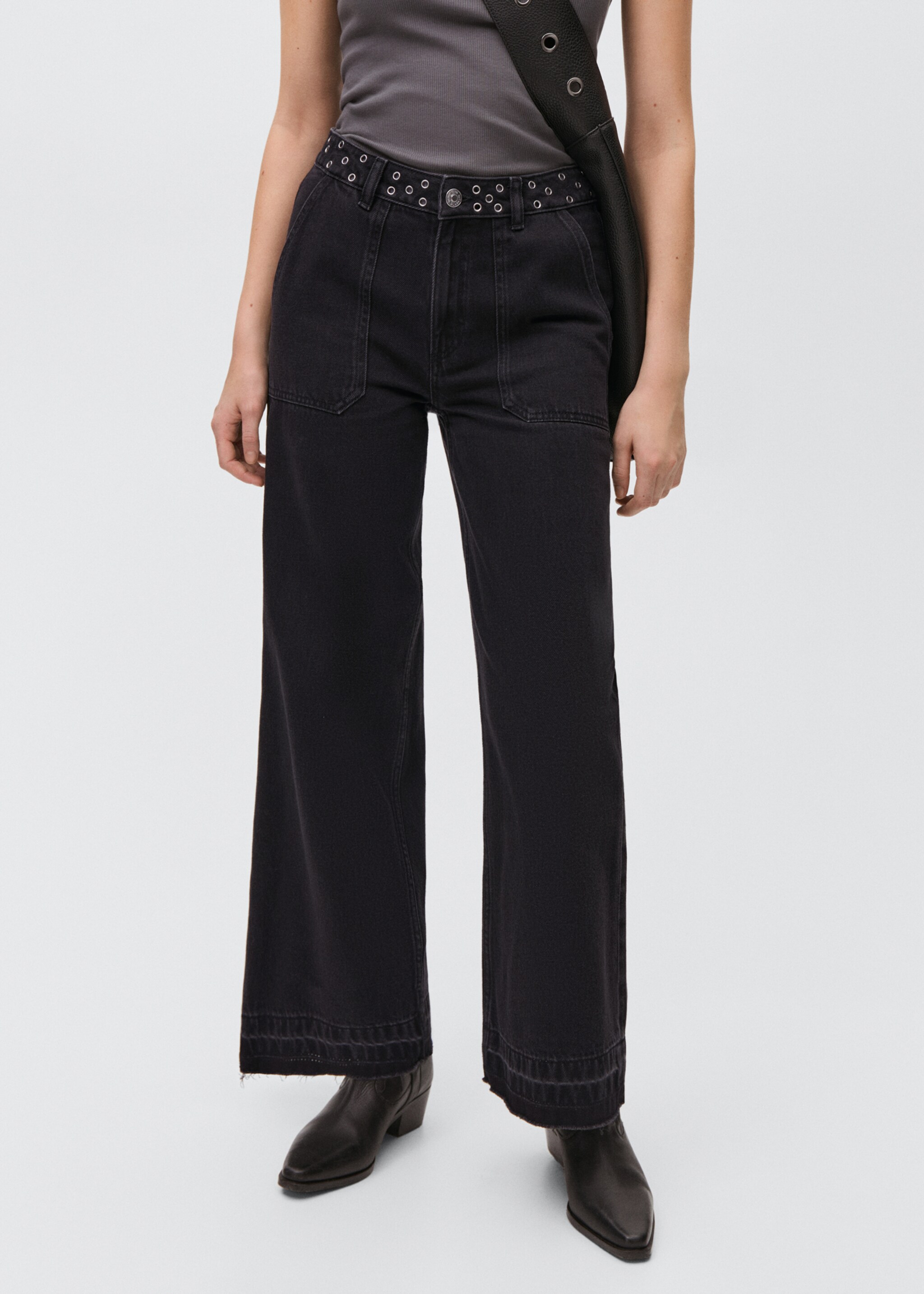 Jeans wideleg - Plano medio