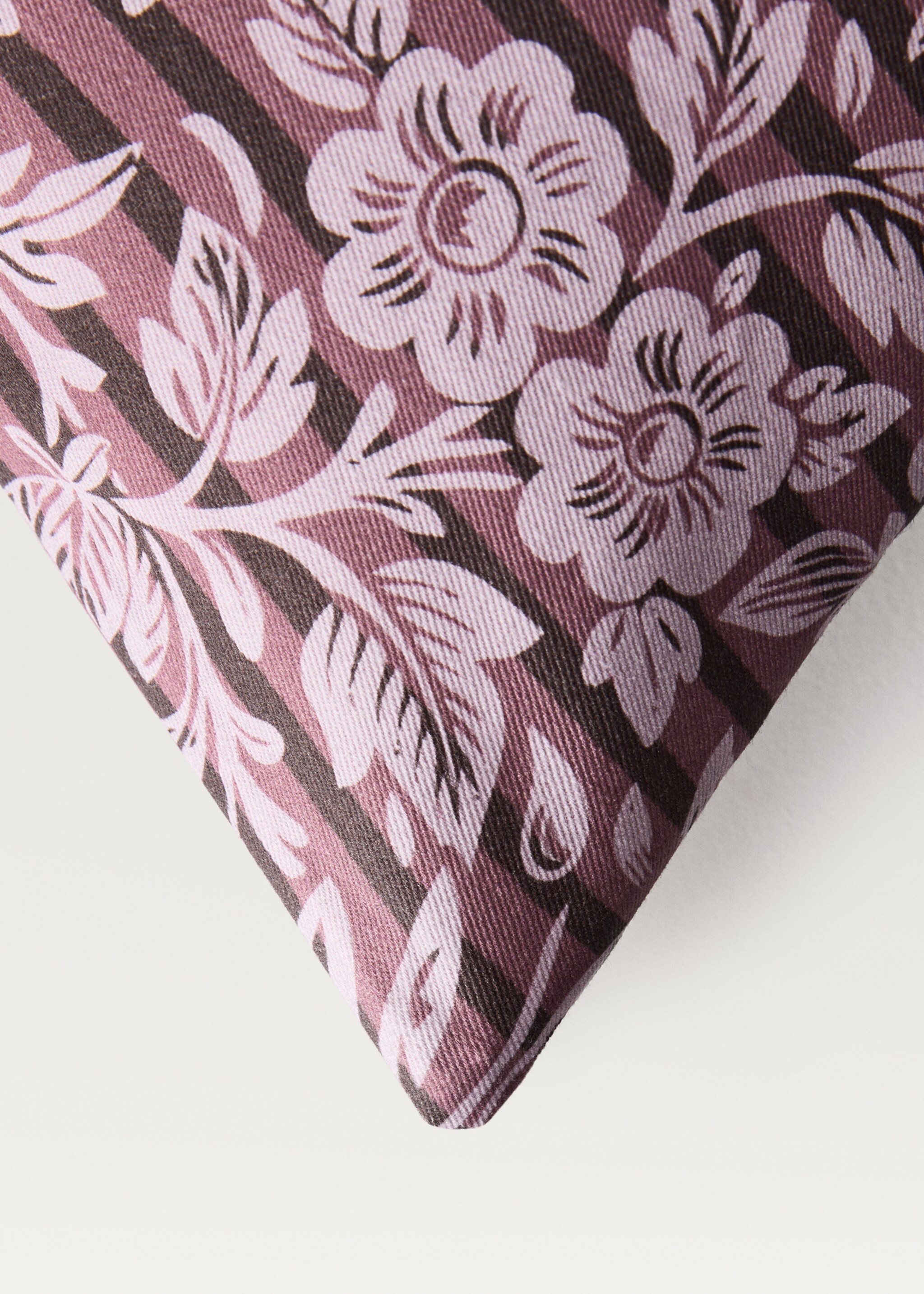 Kissenbezug mit Blumen- und Streifenmuster, 45 x 45 cm - Detail des Artikels 3