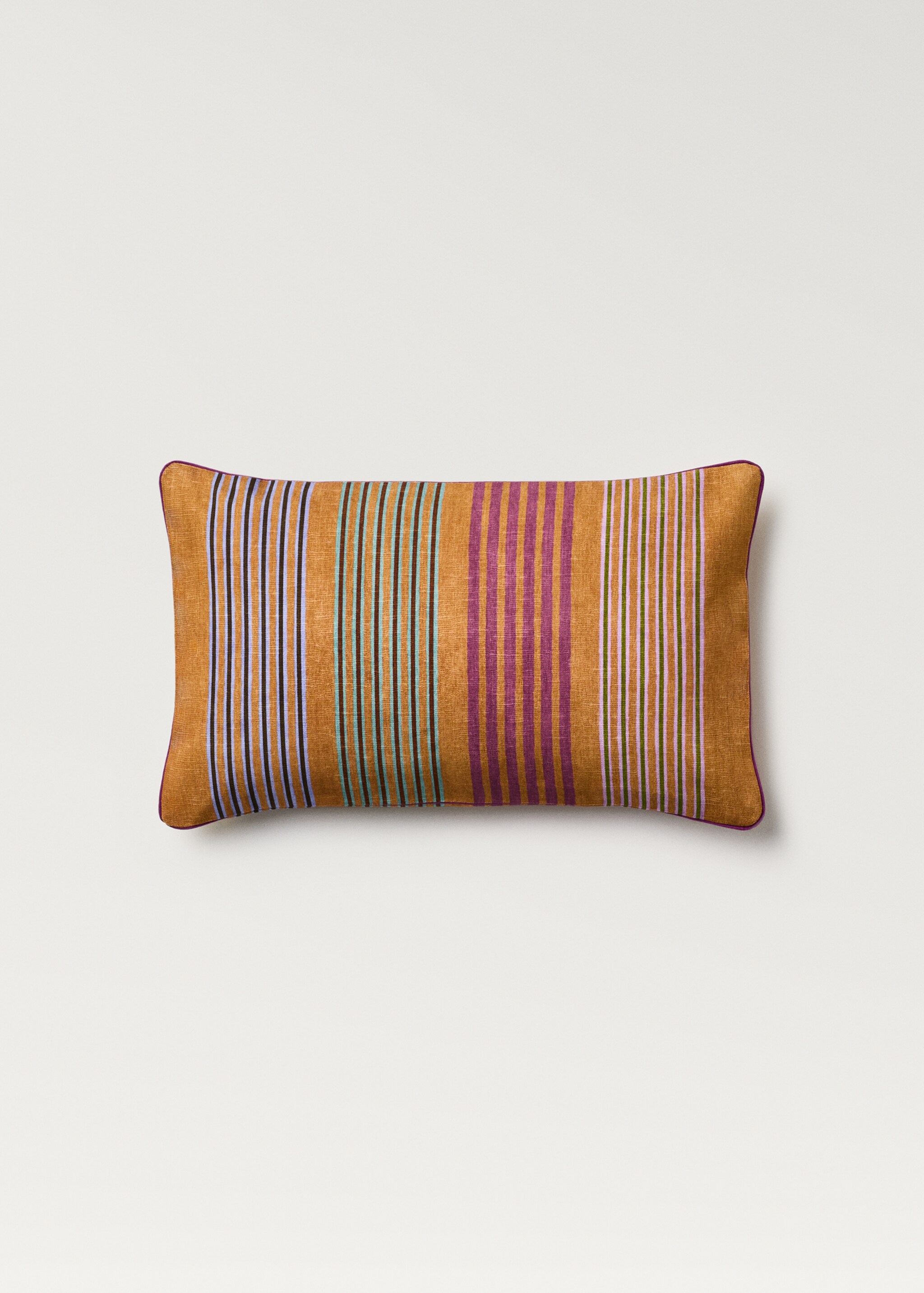 Housse de coussin avec bordure contrastée et rayures multicolores 30x50 cm - Article sans modèle