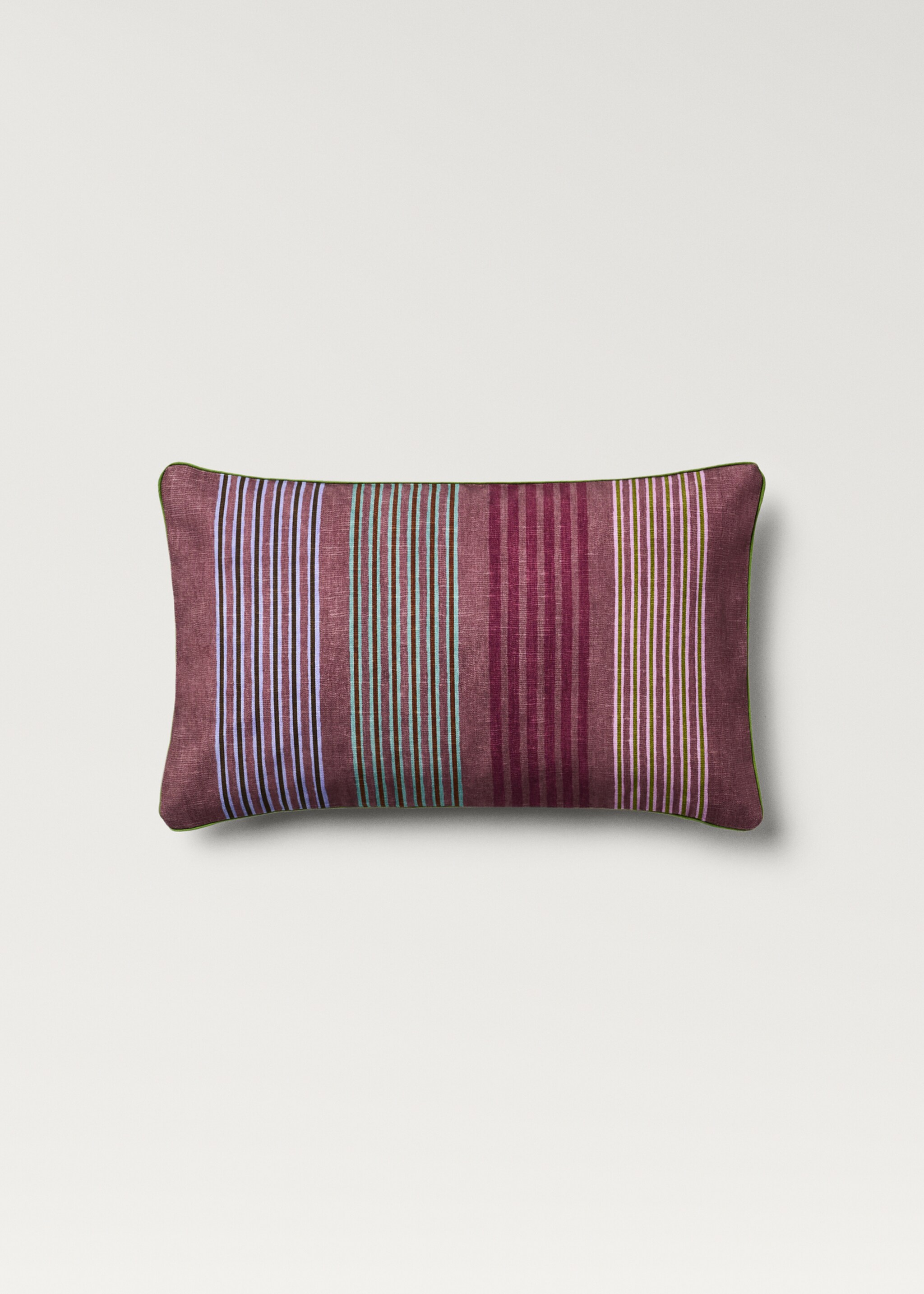 Housse de coussin avec bordure contrastée et rayures multicolores 30x50 cm - Article sans modèle