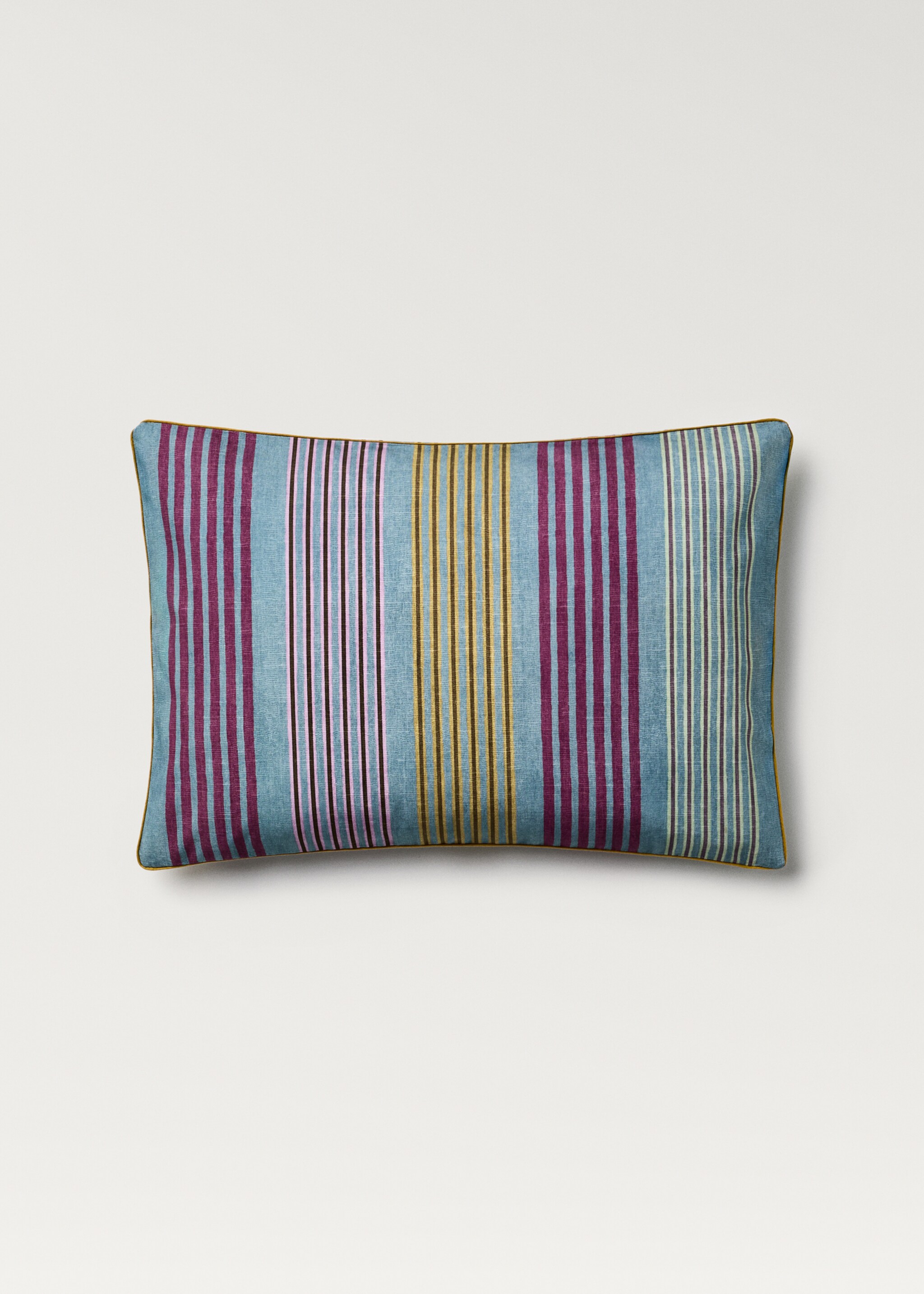 Housse de coussin avec bordure contrastée et rayures multicolores 40x60 cm - Article sans modèle