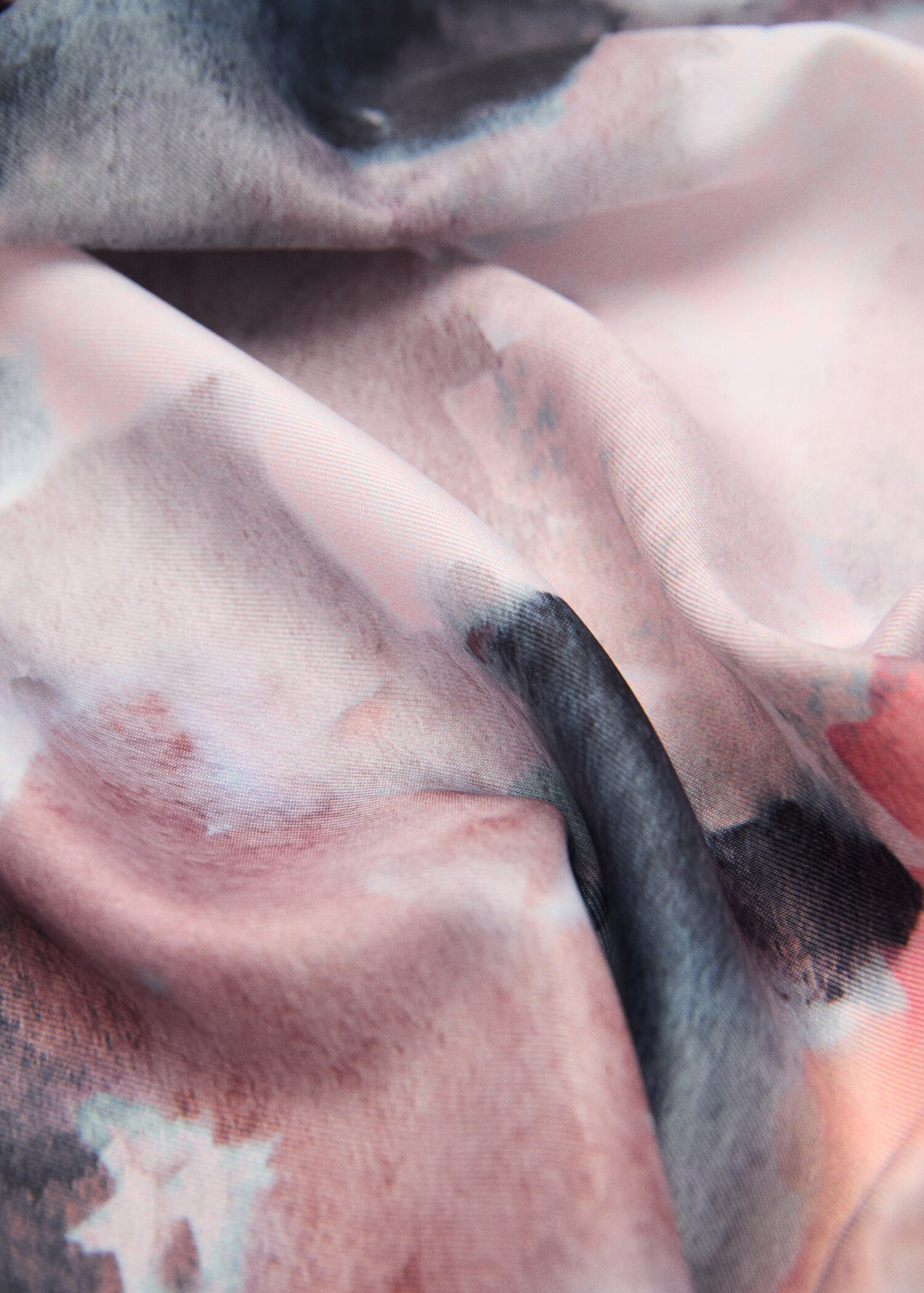 Printed satin scarf - Medium plane