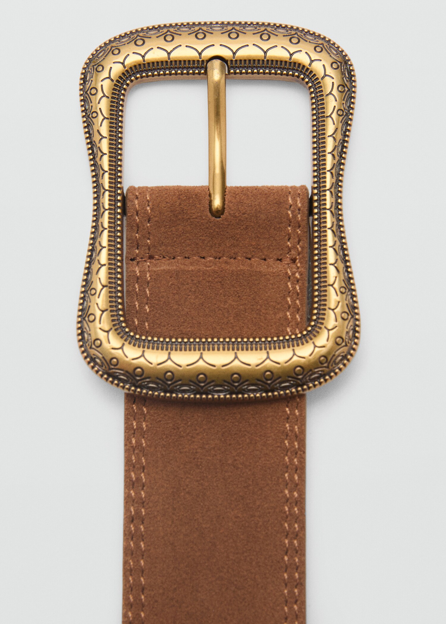 Suede belt with engraved buckle - Medium plane