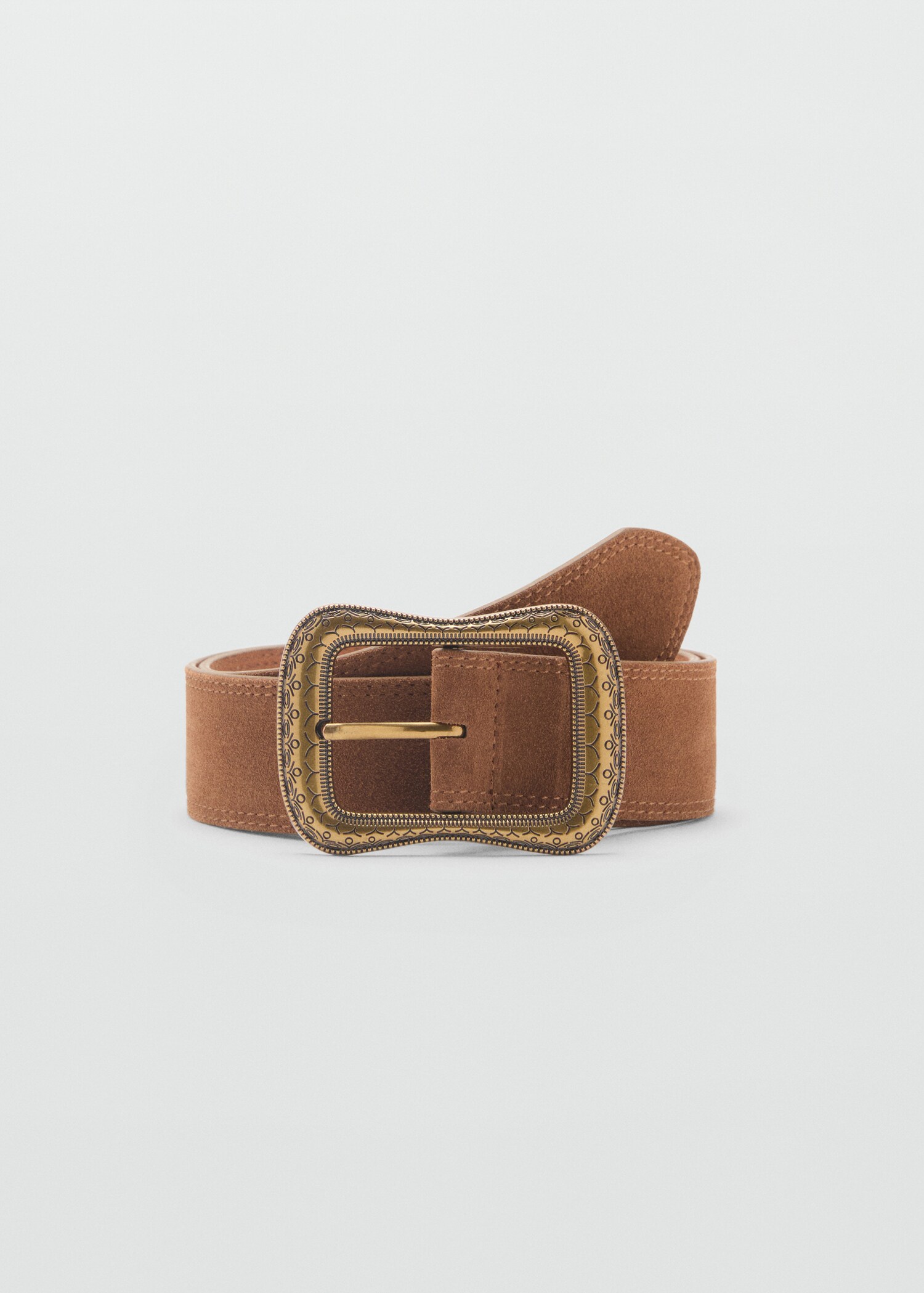 Suede belt with engraved buckle - Article without model