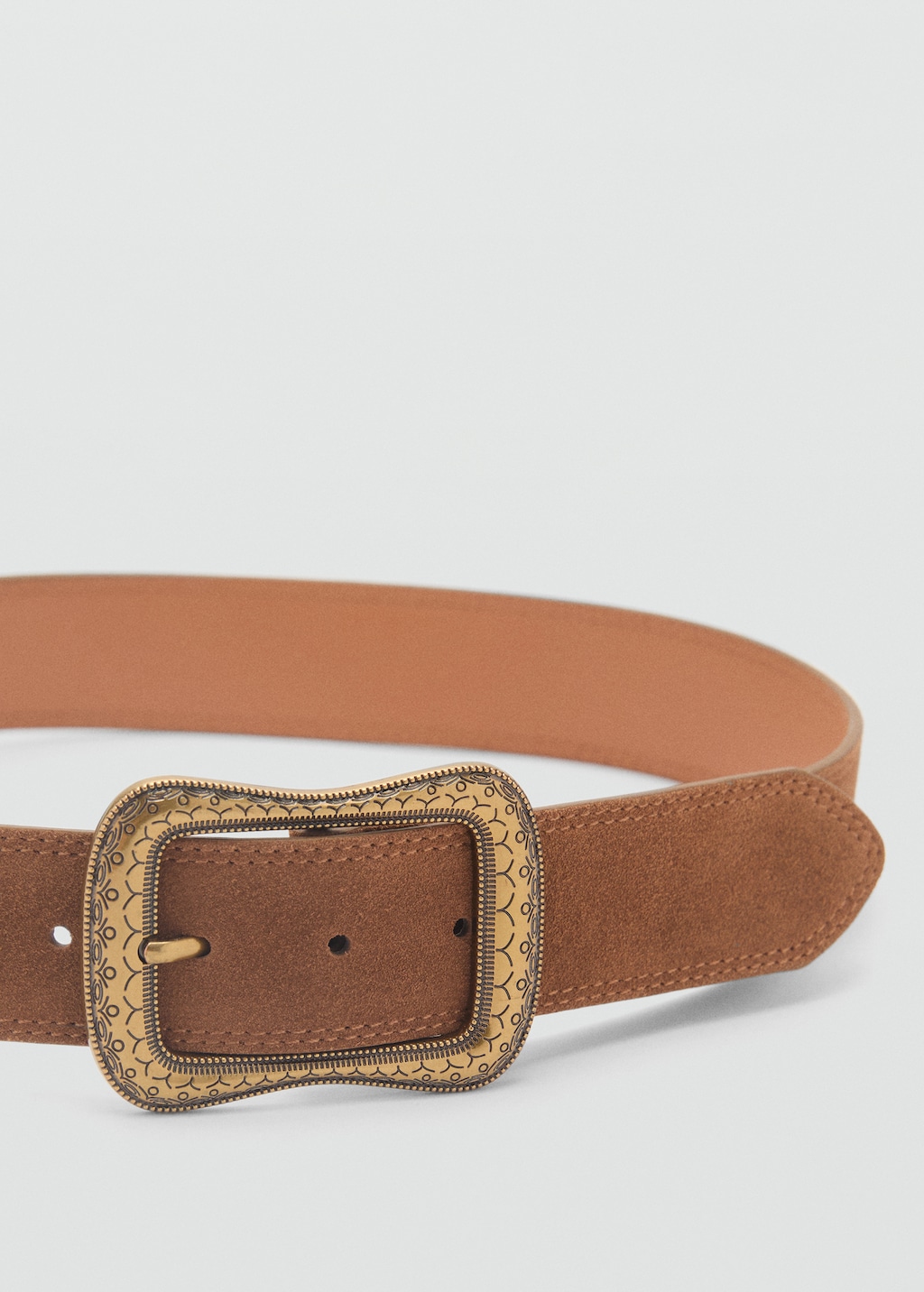 Suede leather belt with engraved buckle Women MANGO United Arab Emirates