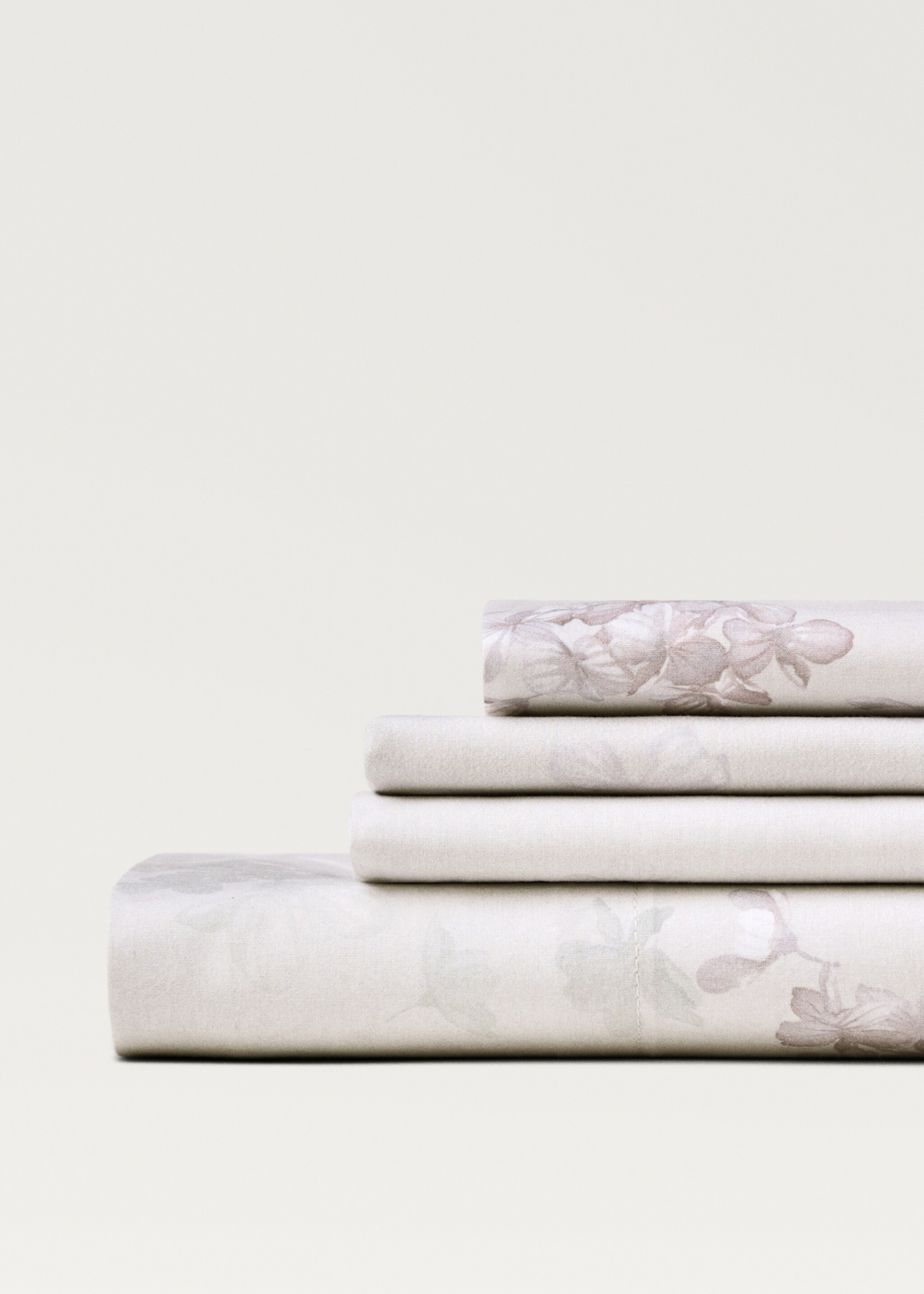 Cotton percale top sheet with romantic flower print for 180/200 cm bed - Details of the article 2