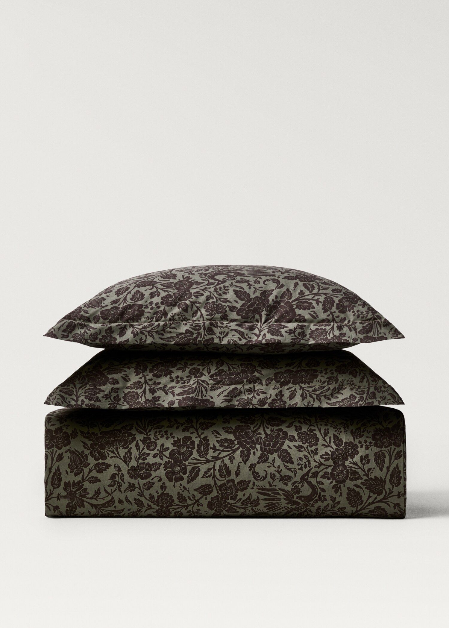 Cotton percale printed two-tone floral duvet cover for 90 cm bed - Article without model