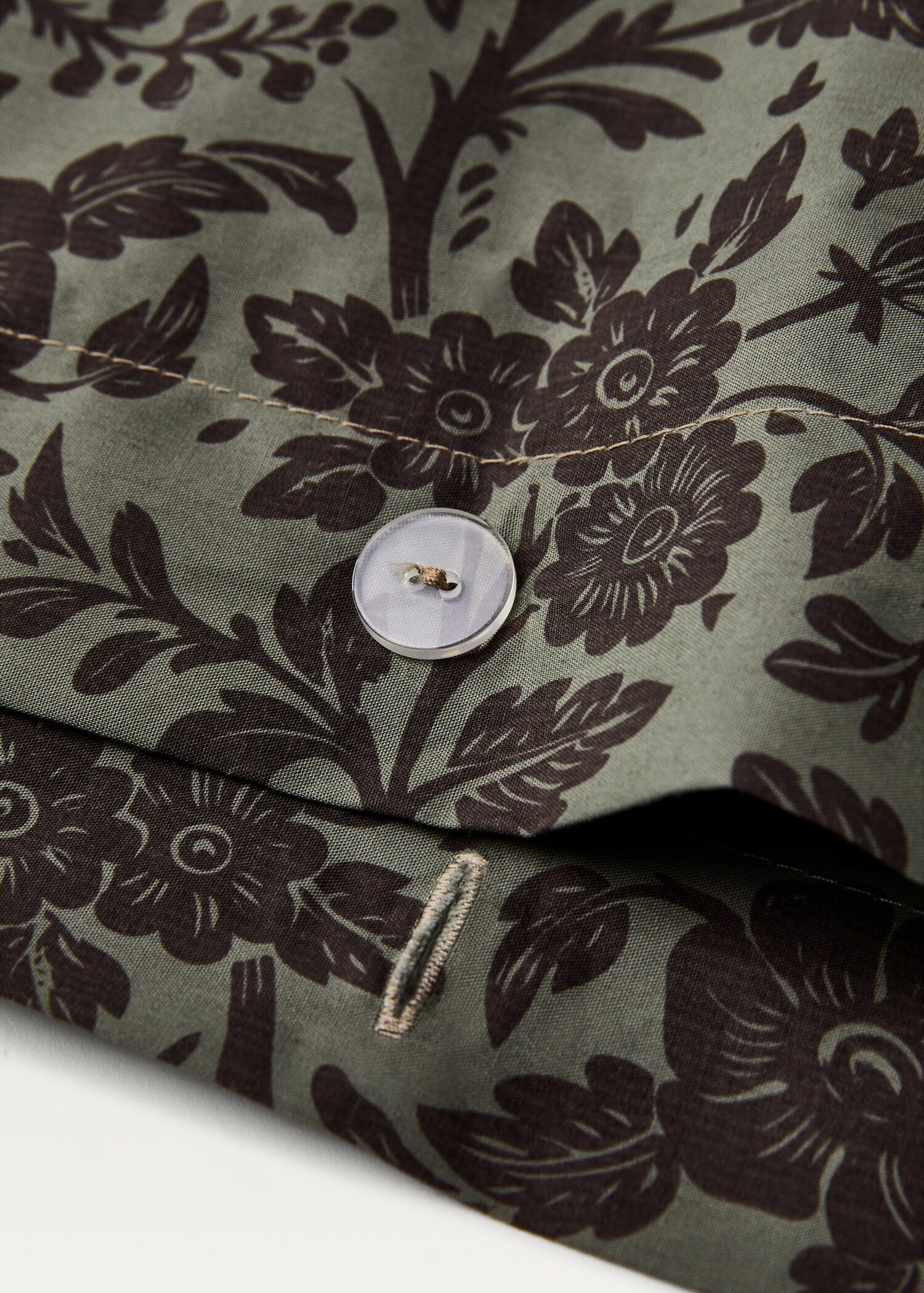 Cotton percale printed two-tone floral duvet cover for 90 cm bed - Details of the article 2