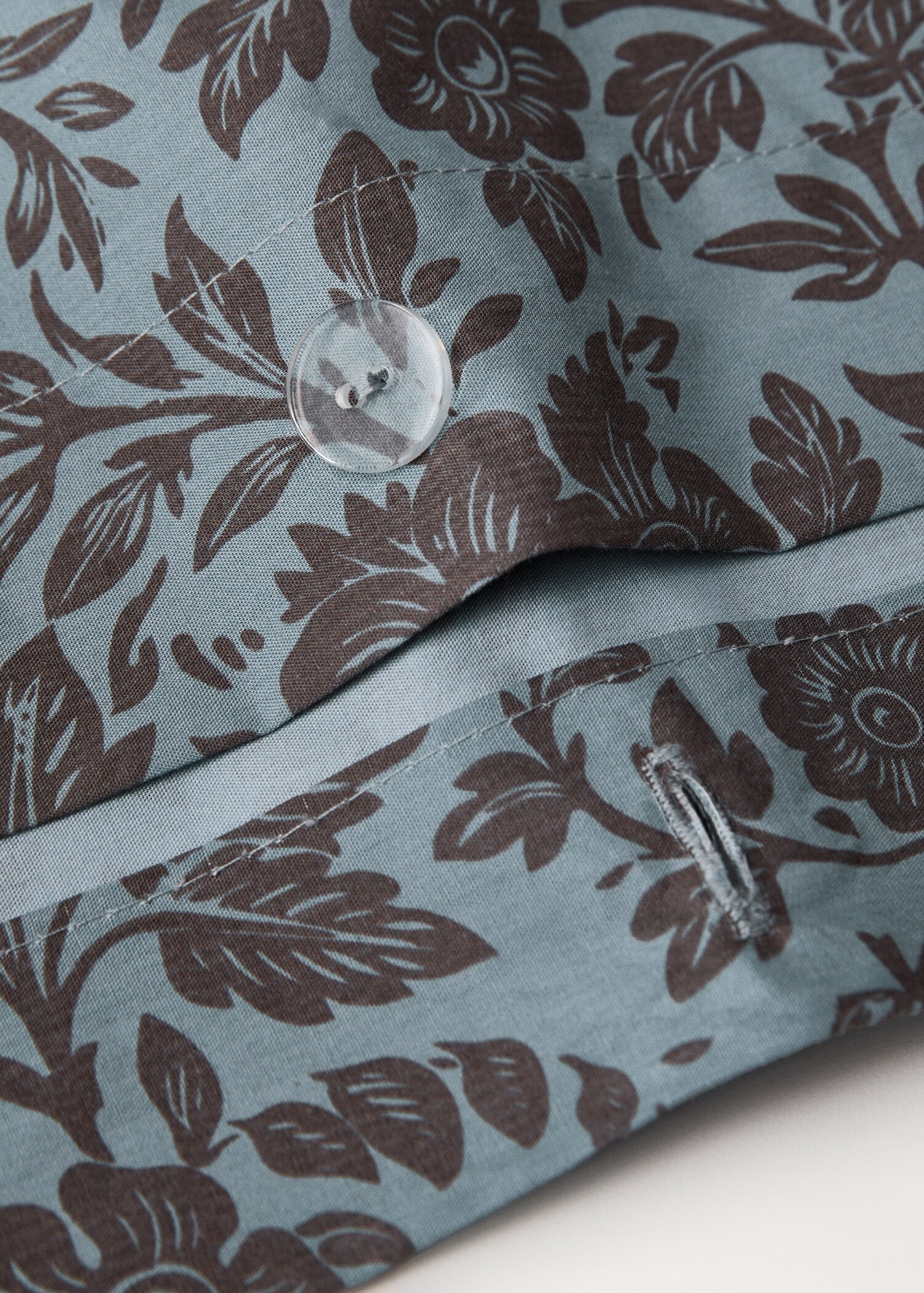 Perkalkatoenen dekbedovertrek met tweekleurige bloemenprint, bed 135/140 cm - Detail van het artikel 1