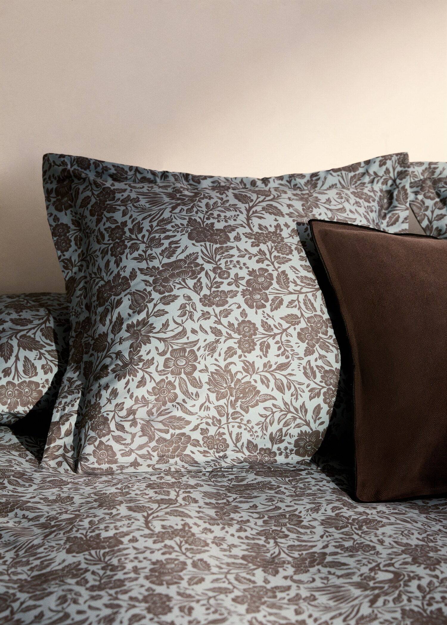 Housse de couette en percale de coton imprimé floral bicolore lit 135/140 cm - Détail de l'article 7