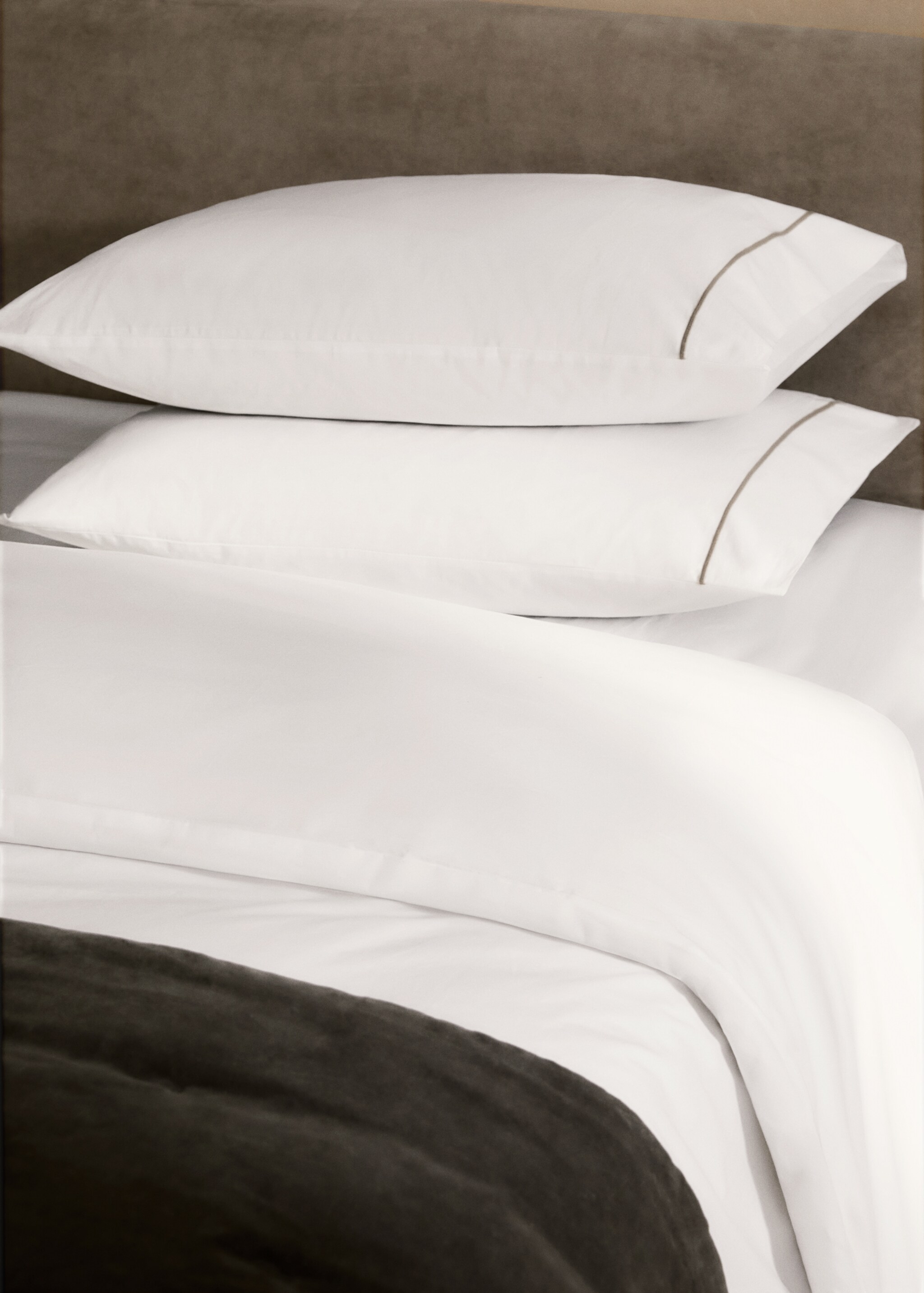 Cotton percale duvet cover with scalloped detail for 150/160 cm bed - Details of the article 7