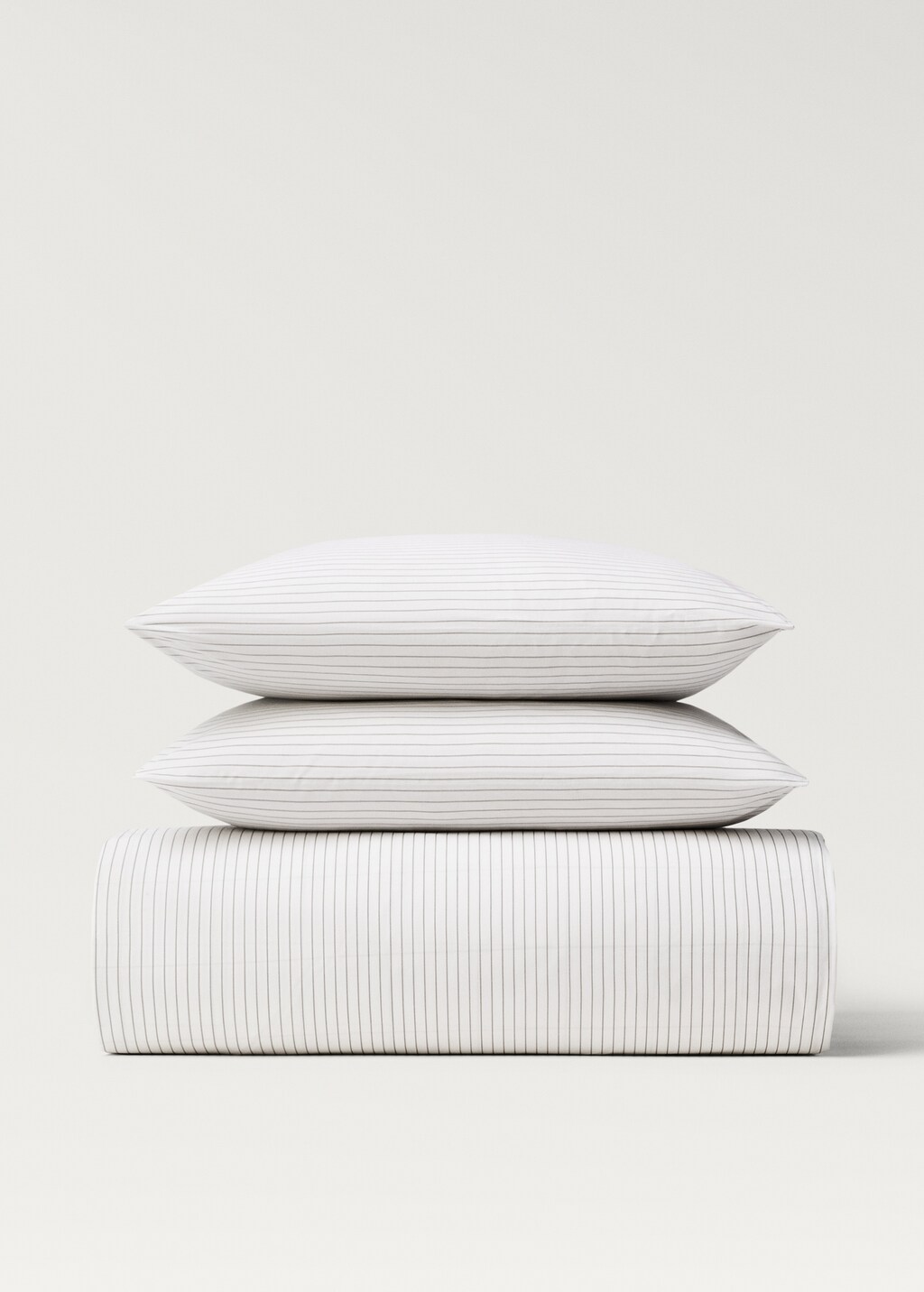 Cotton percale reversible striped duvet cover for / cm bed