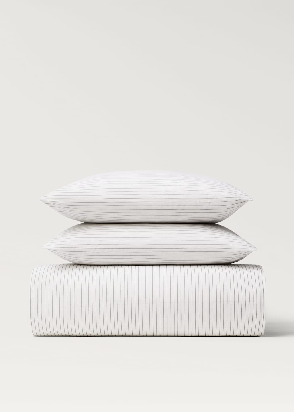 Cotton percale reversible striped duvet cover for / cm bed