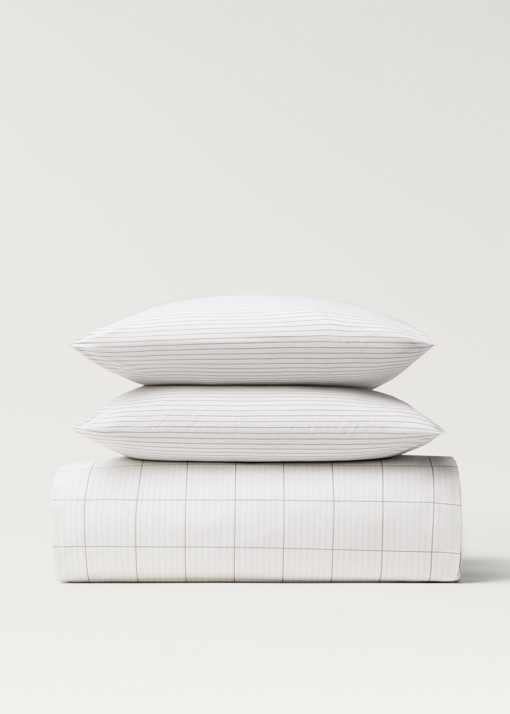 Cotton percale reversible striped duvet cover for / cm bed