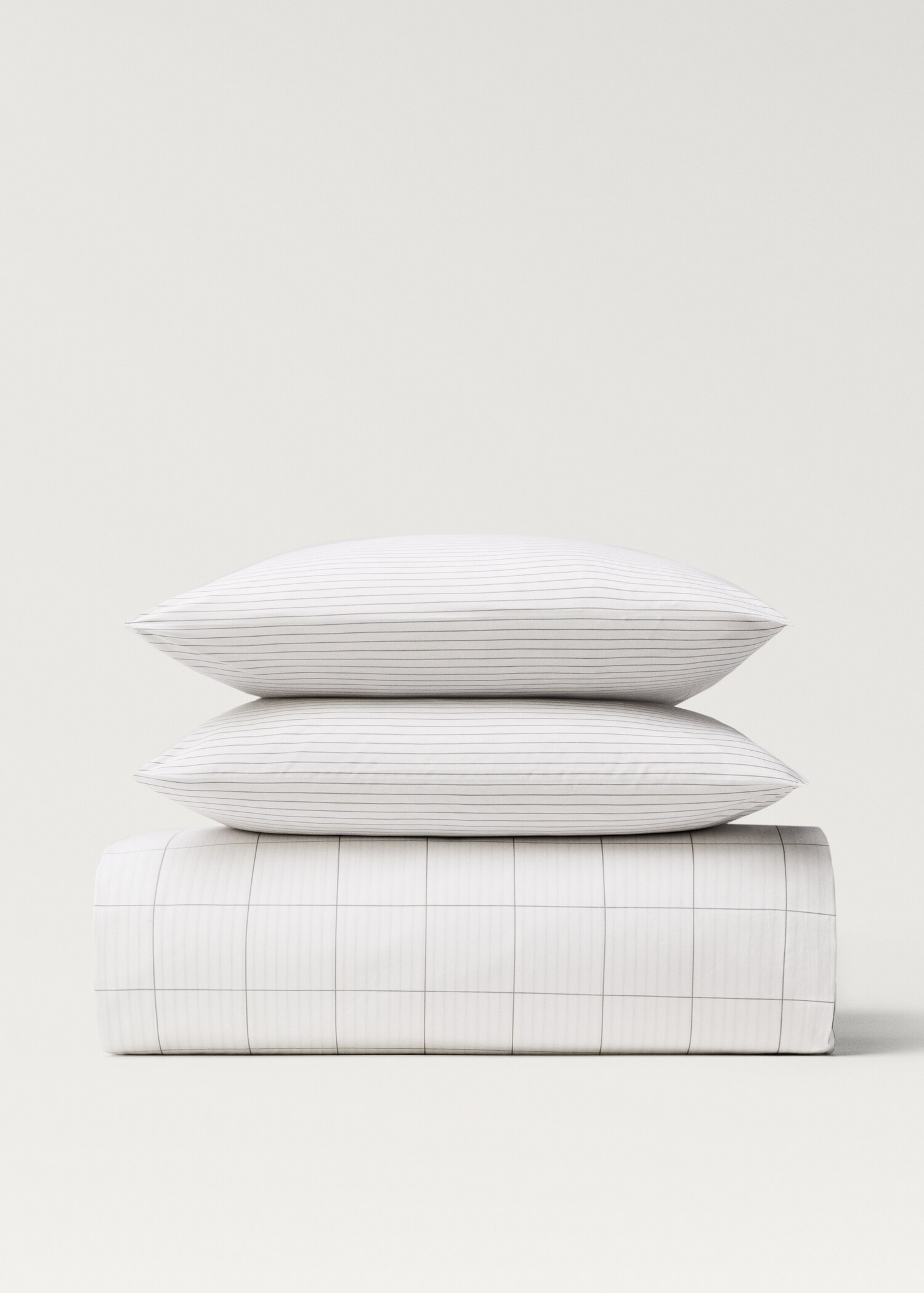 Housse de couette percale de coton réversible à rayures lit 180/200 cm - Détail de l'article 1