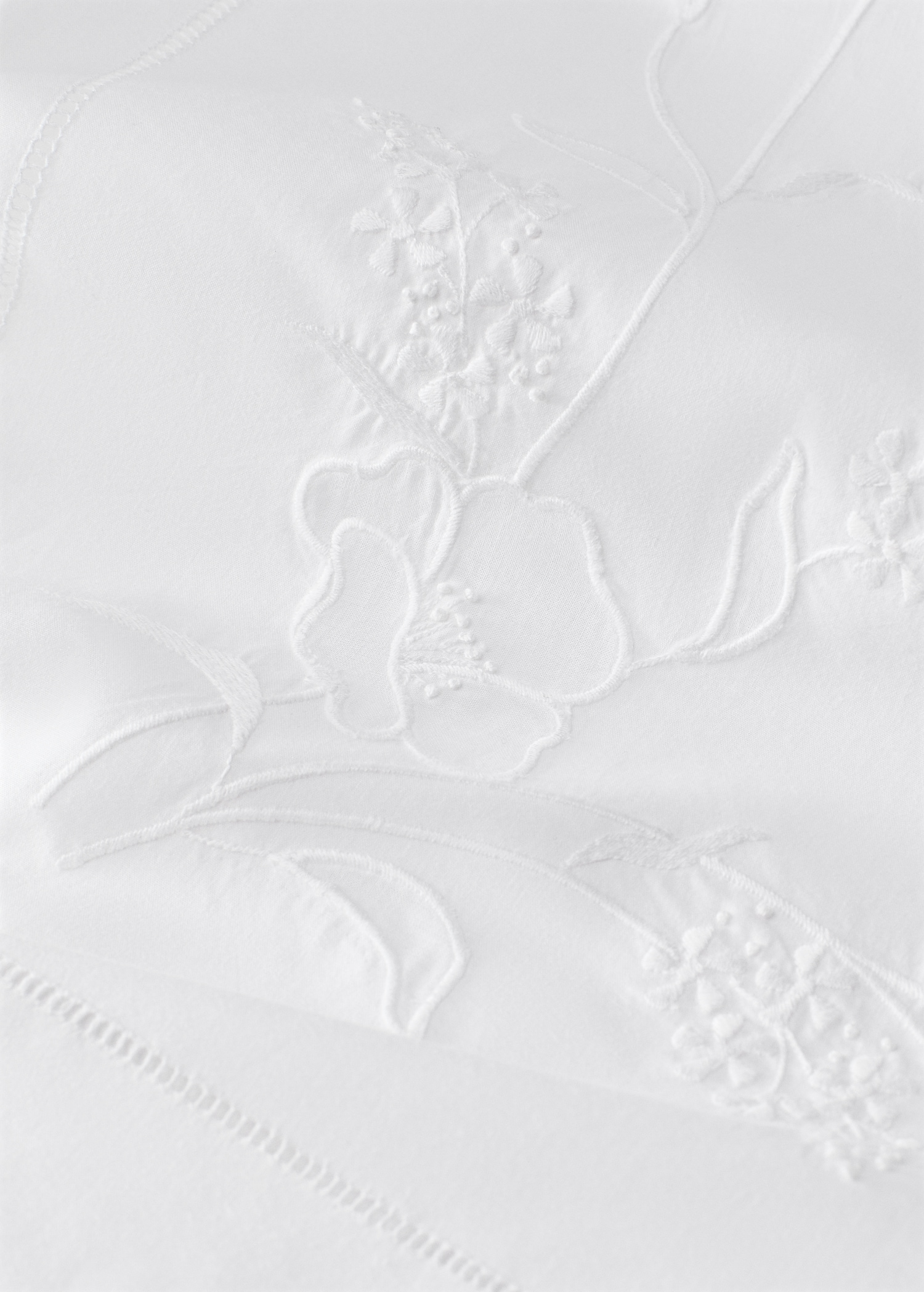 Cotton duvet cover with hand-embroidered flowers for 180/220 cm bed - Medium plane
