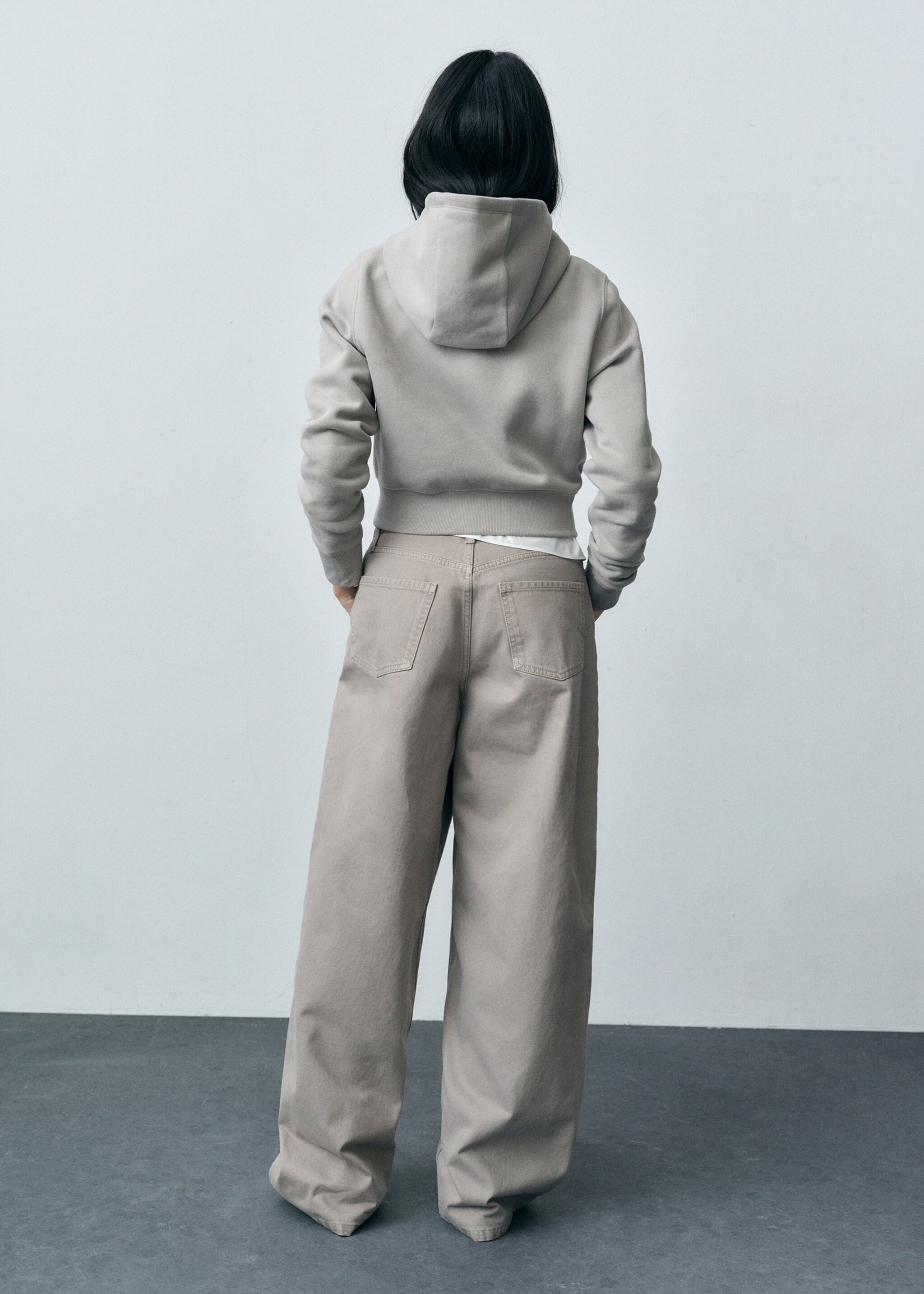 Wideleg jeans with zip - Reverse of the article