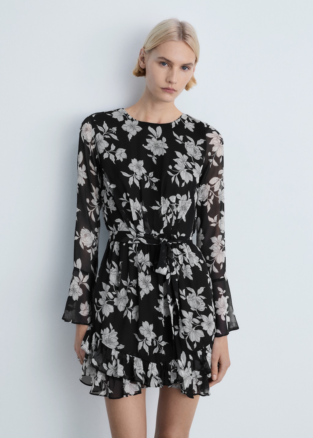 Mango Ruffled floral print dress