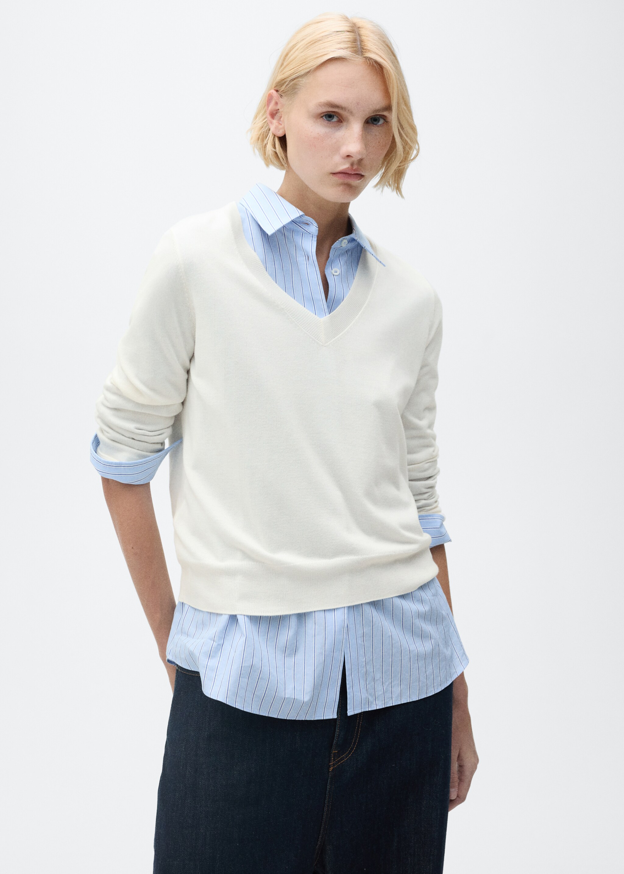 V-neck knit sweater - Medium plane