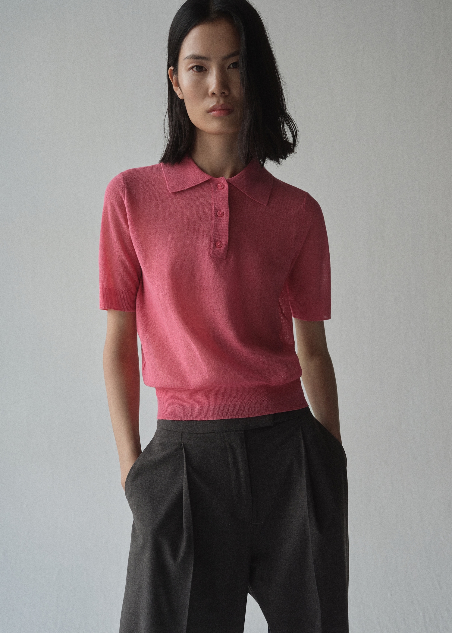 Knitted polo-neck sweater