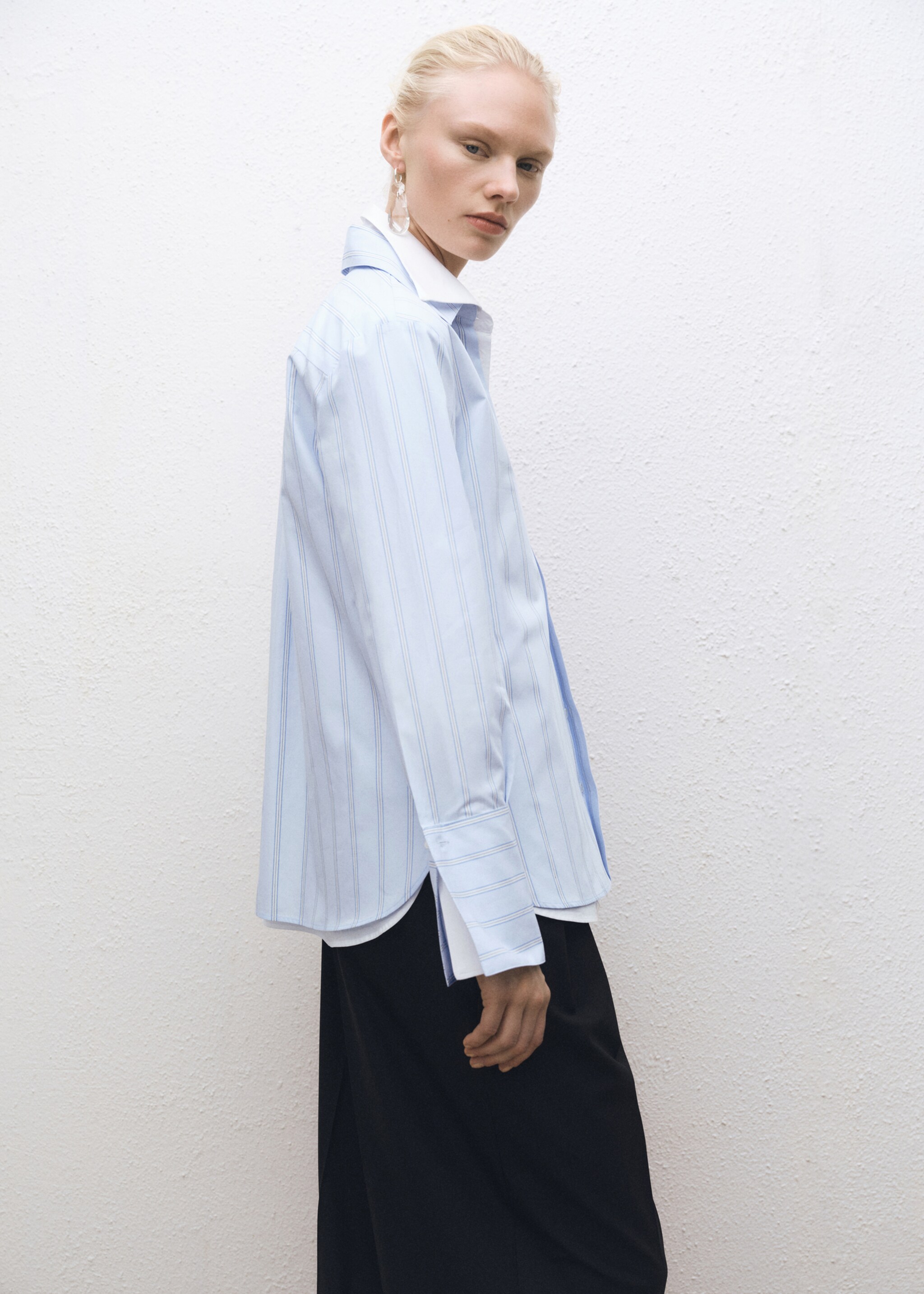 Camisa regular algodón rayas - Plano medio