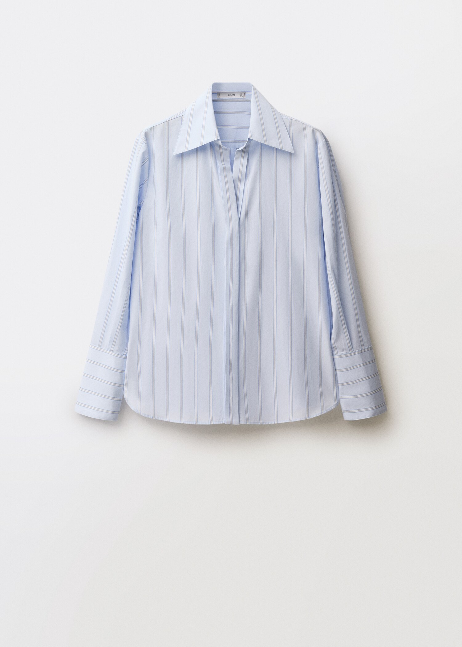 เสื้อเชิ้ตผ้าคอตตอนลายทางทรงพอดีตัว - สินค้าที่ไม่มีแบบ