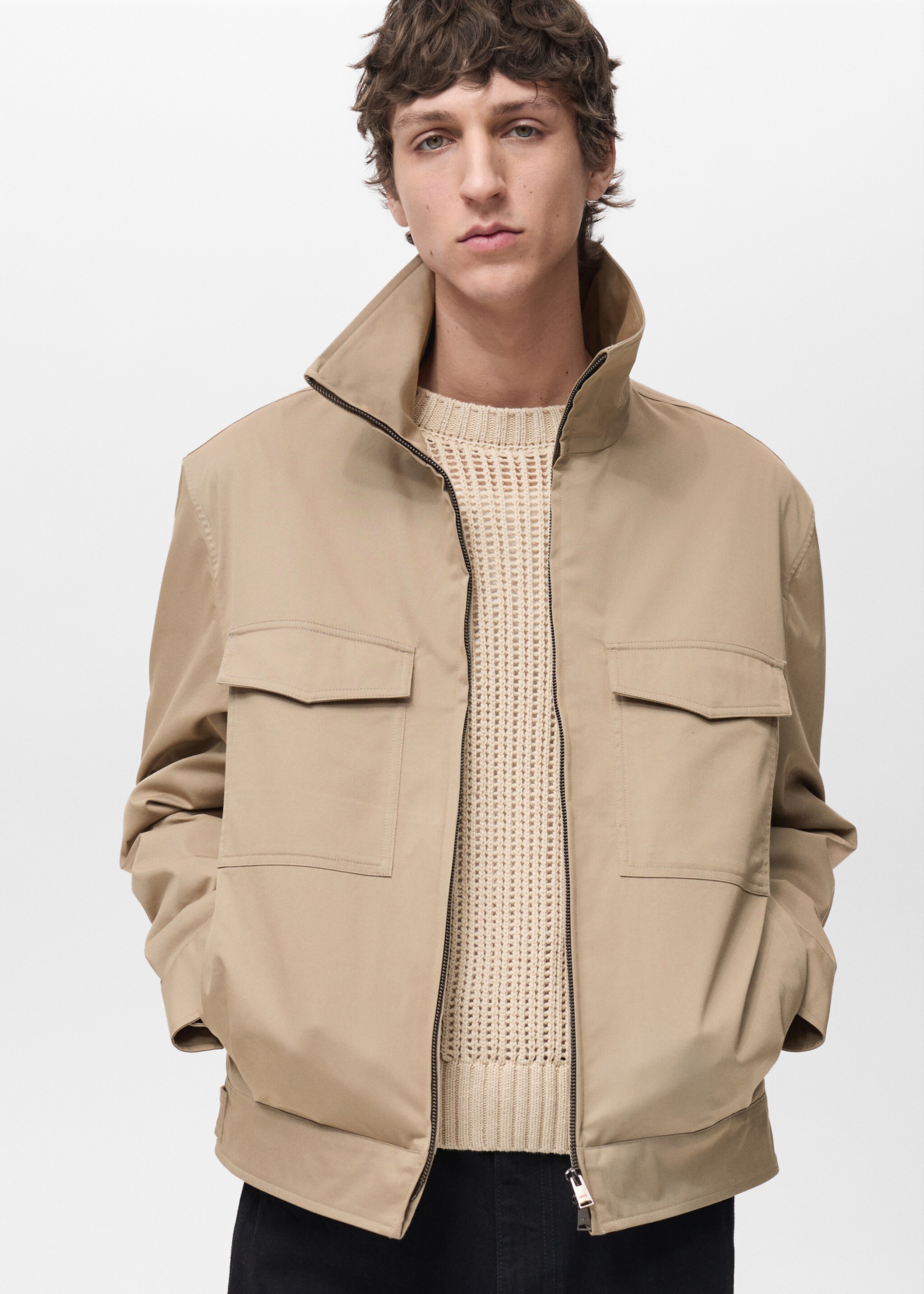Relaxed-fit cotton jacket - Medium plane