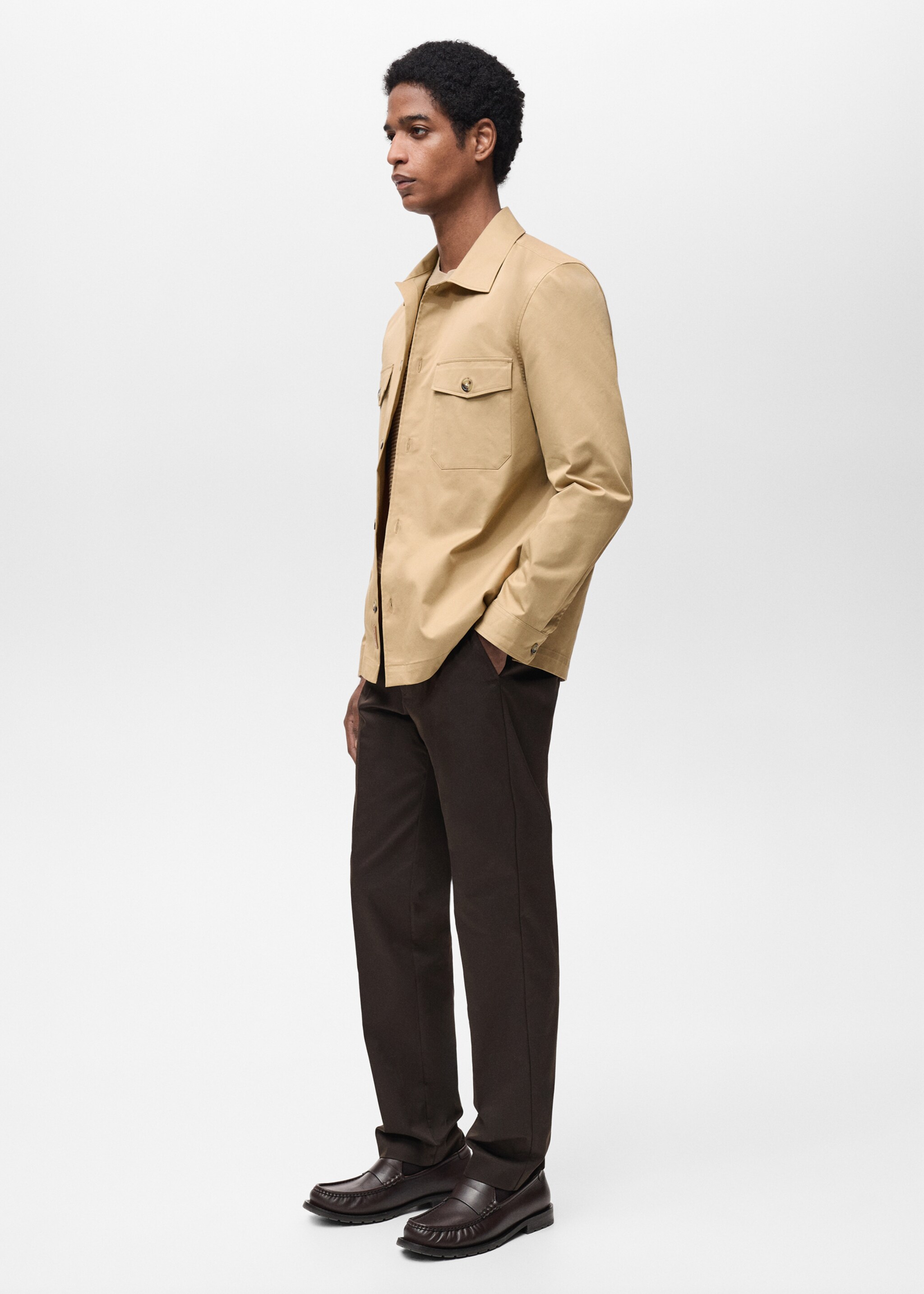 Regular-fit cotton overshirt with pockets - Details of the article 2