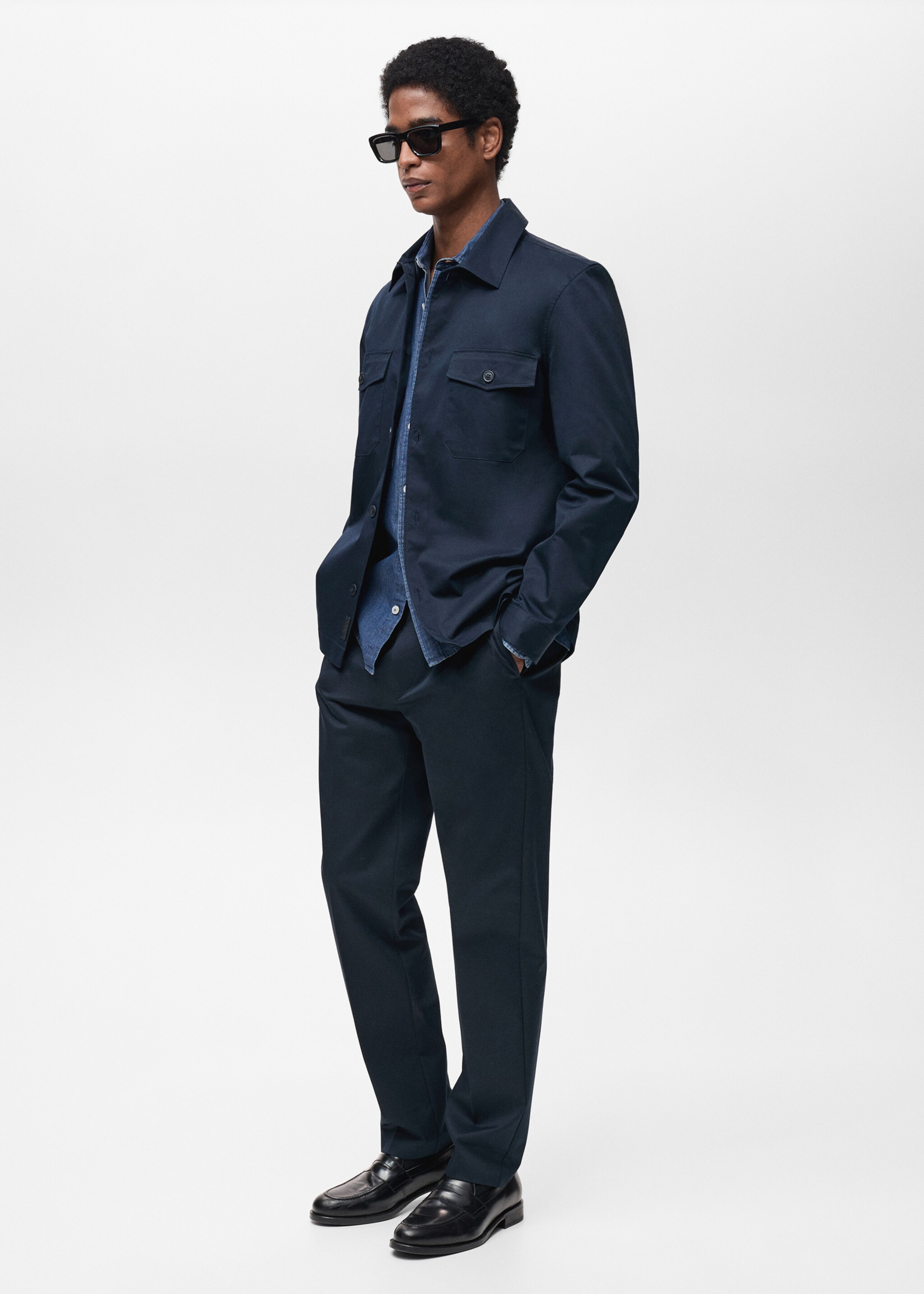 Regular-fit cotton overshirt with pockets - Details of the article 2