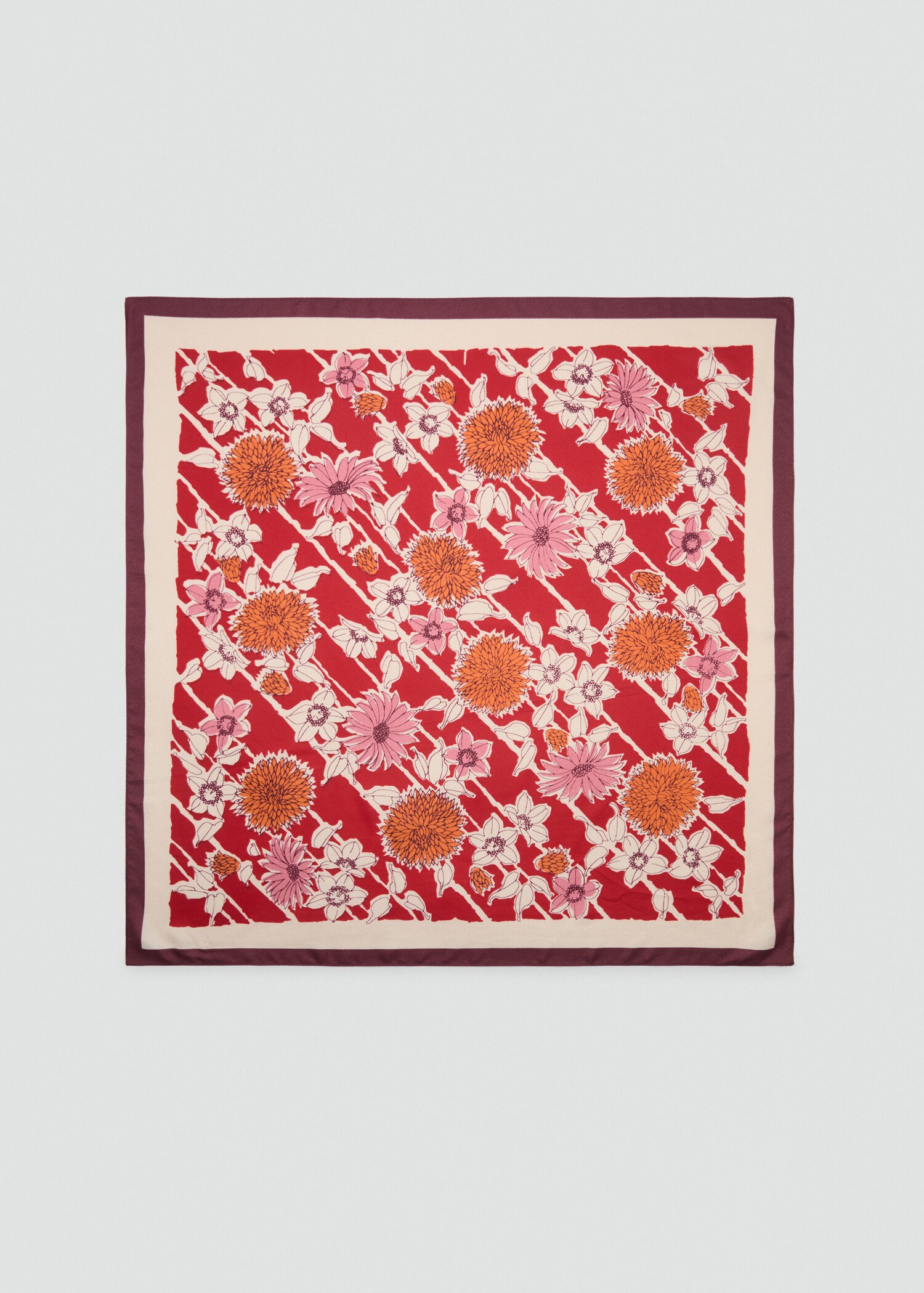 Floral satin scarf - Article without model