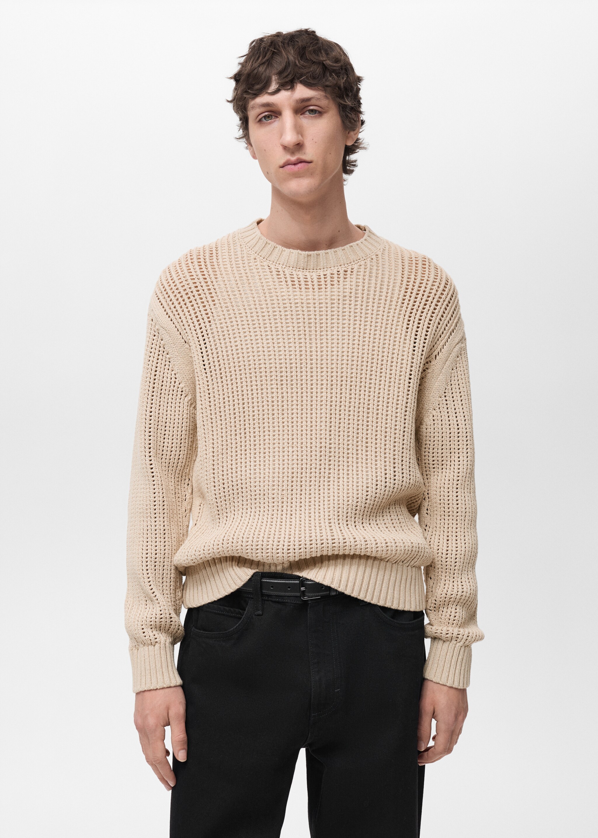 100% cotton openwork knitted sweater - Medium plane