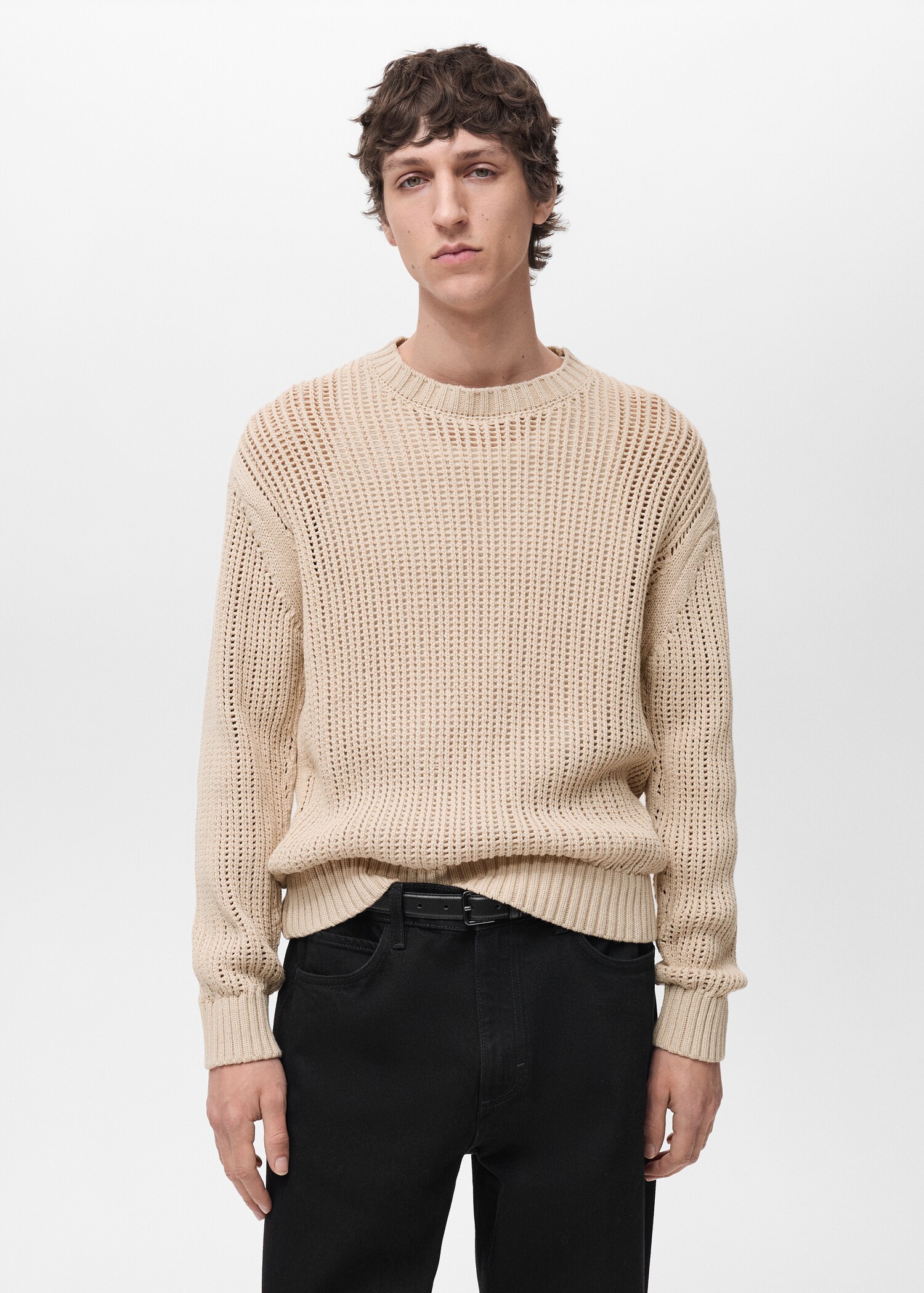 100% cotton openwork knitted sweater - Medium plane