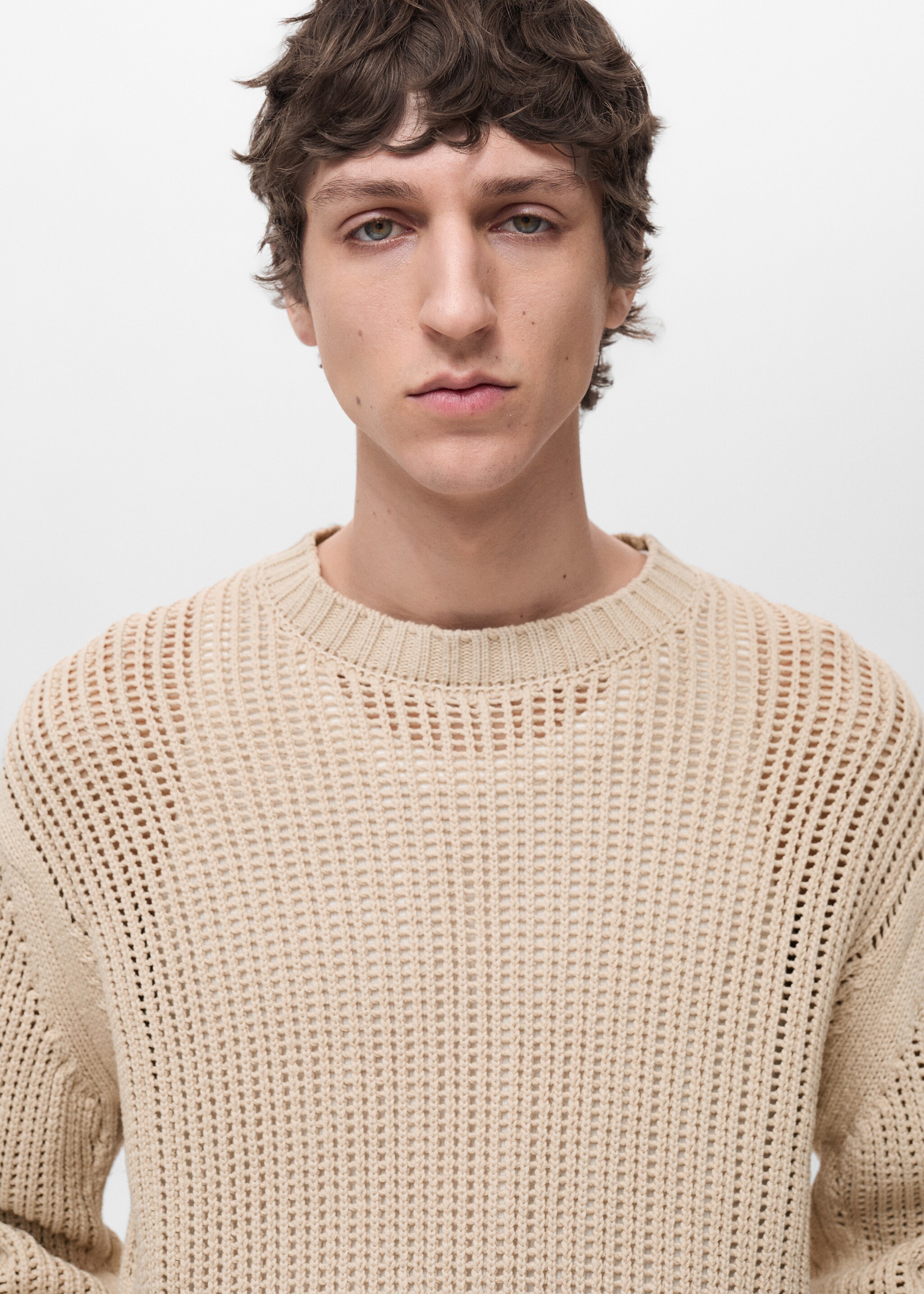 100% cotton openwork knitted sweater - Details of the article 1