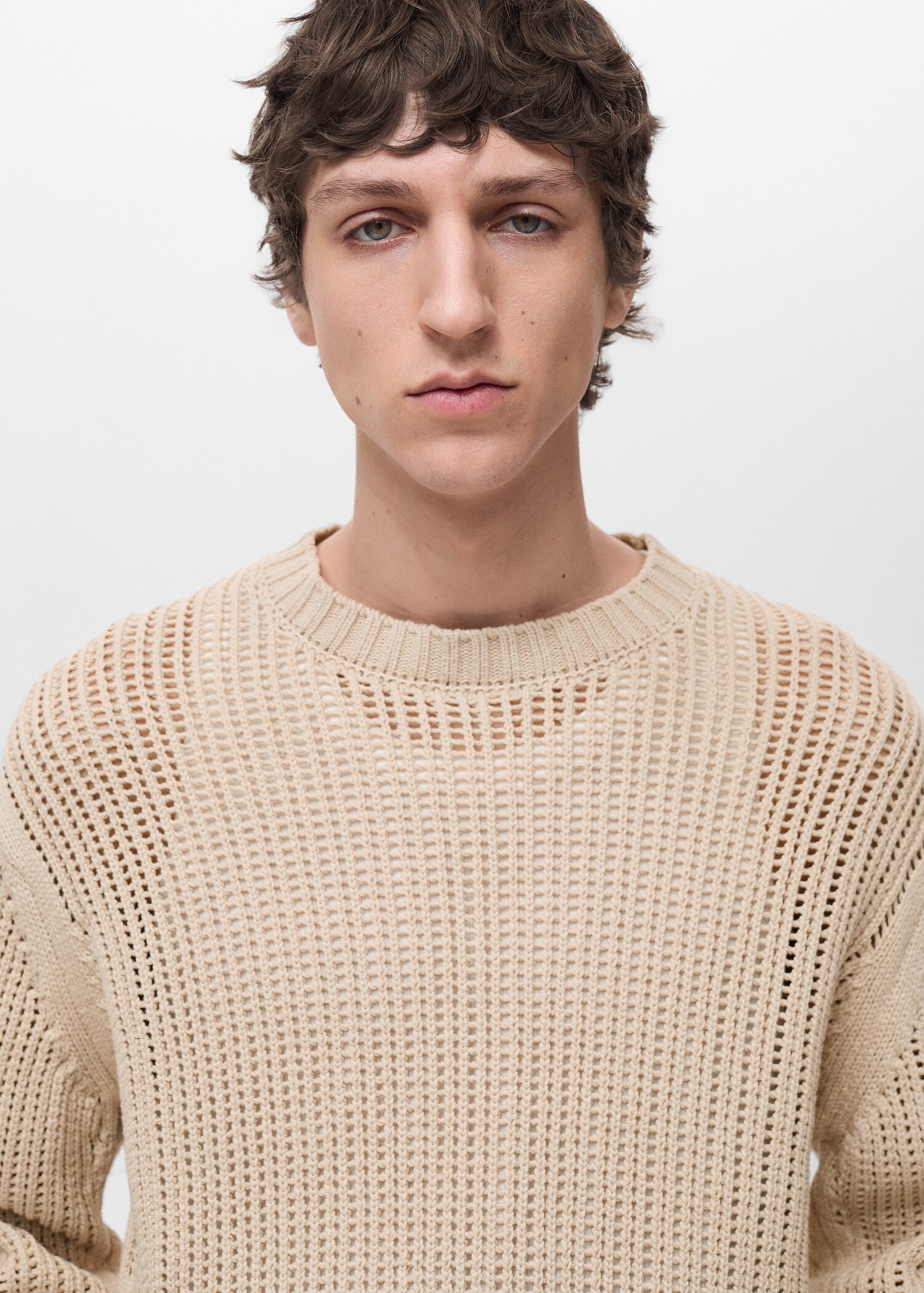 100% cotton openwork knitted sweater - Details of the article 1