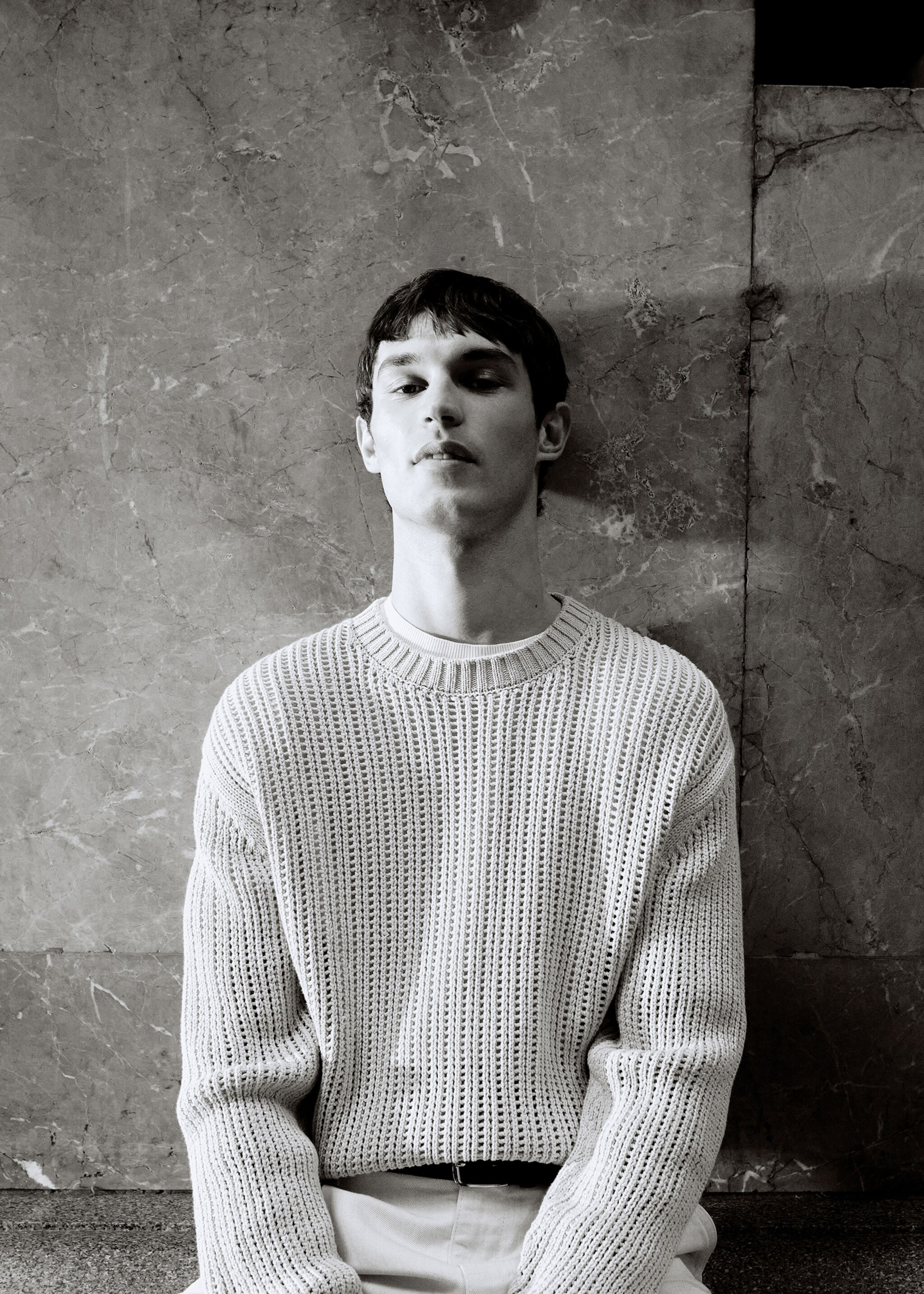 100% cotton openwork knitted sweater - Details of the article 5
