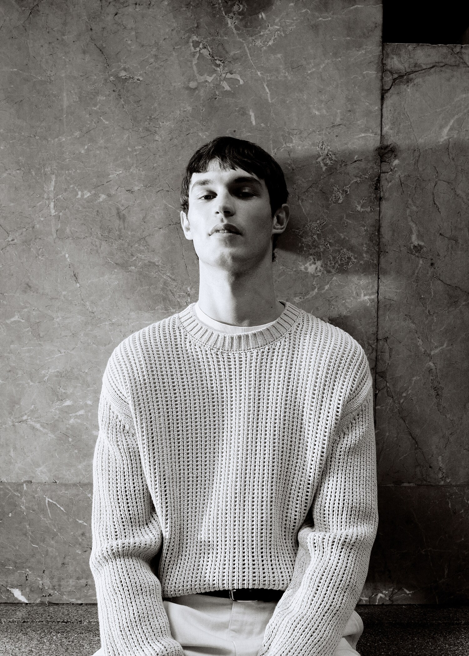 100% cotton openwork knitted sweater - Details of the article 5