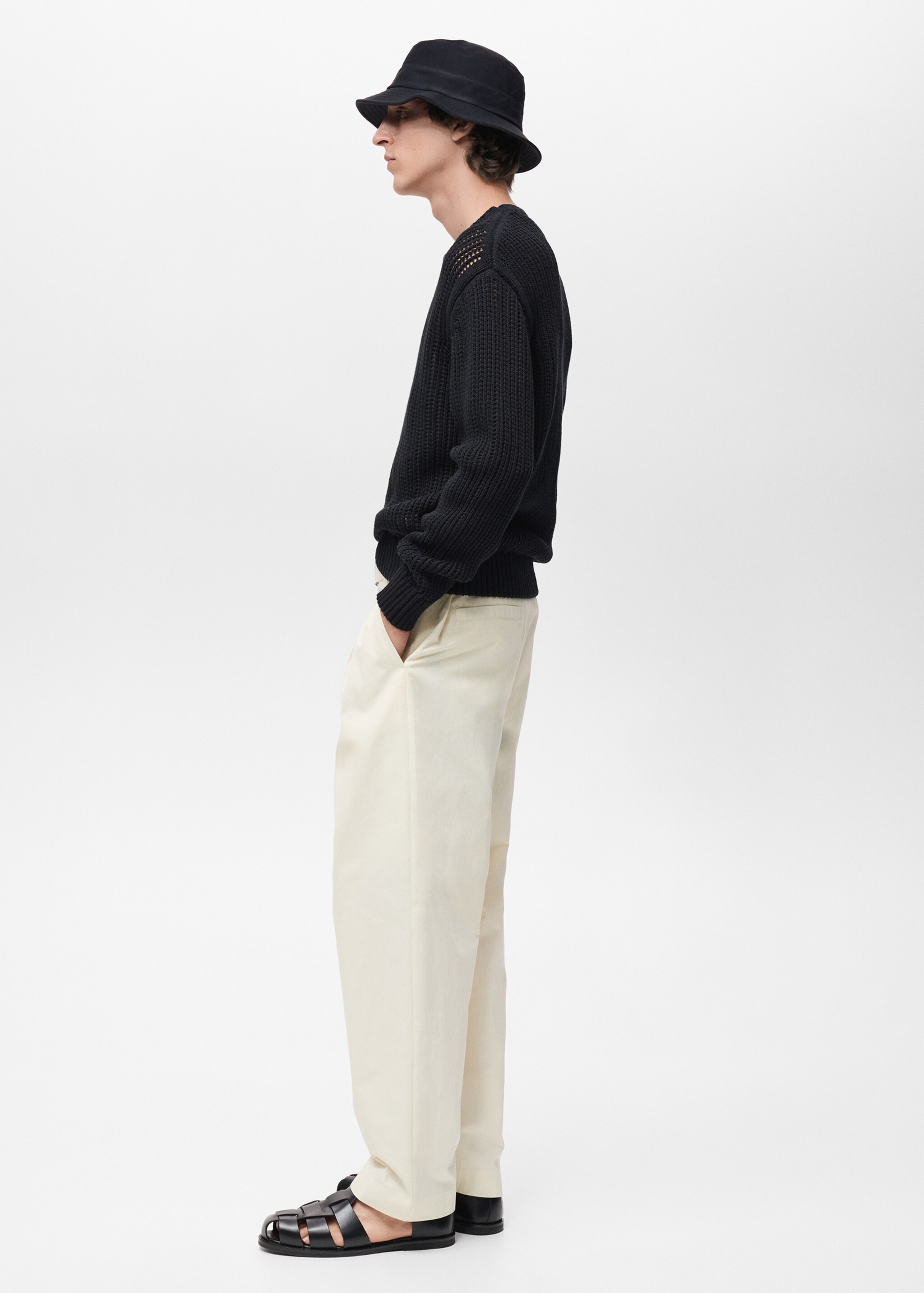 100% cotton openwork knitted sweater - Details of the article 2
