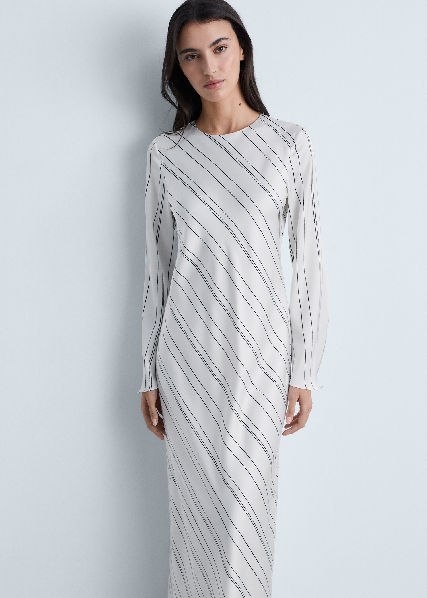 Striped satin dress - Details of the article 1