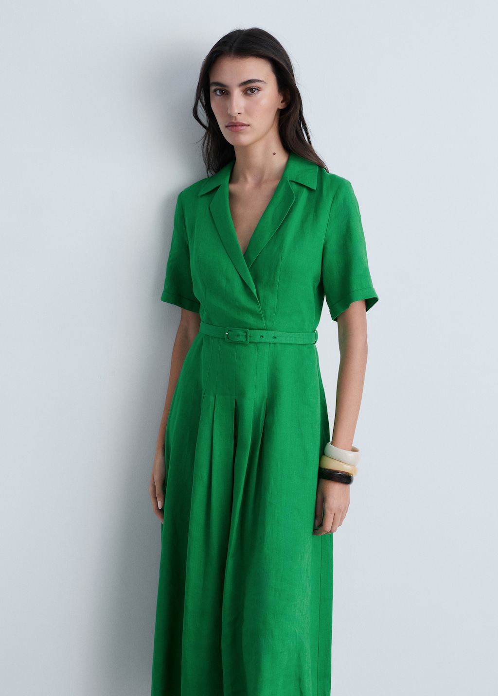 Mango Belt linen dress