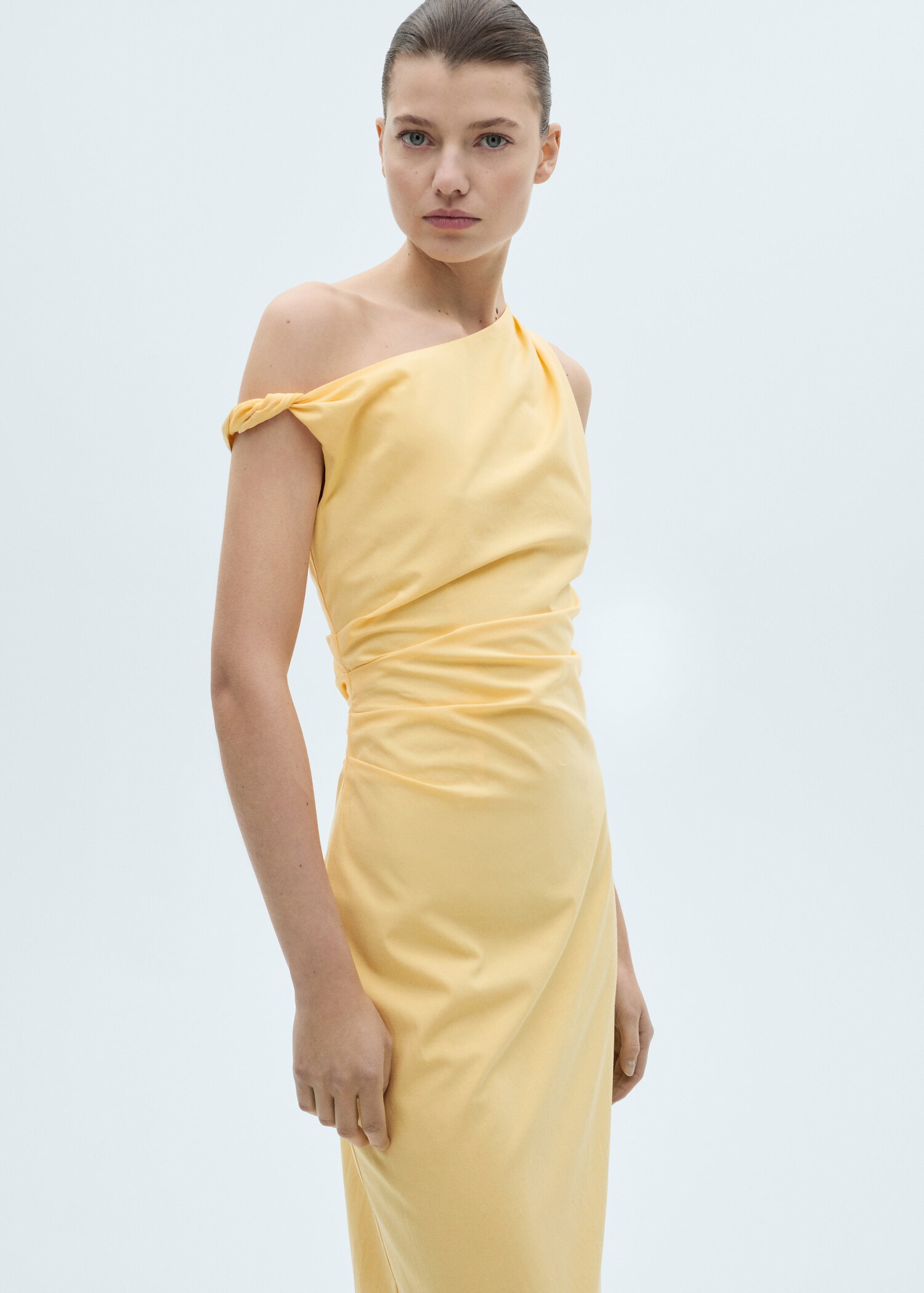 Draped asymmetrical midi-dress - Medium plane