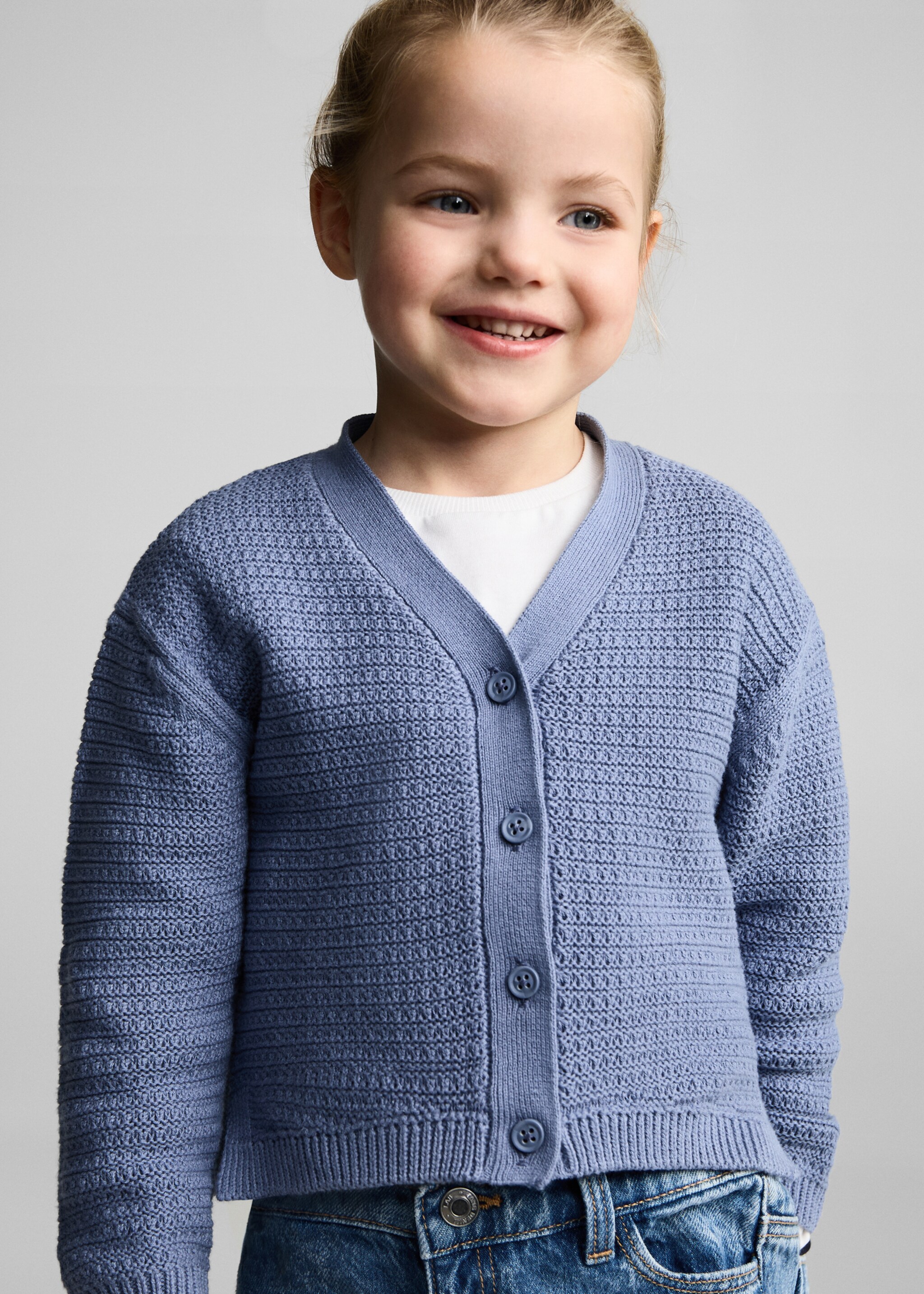 Combination knitted cotton cardigan - Details of the article 1