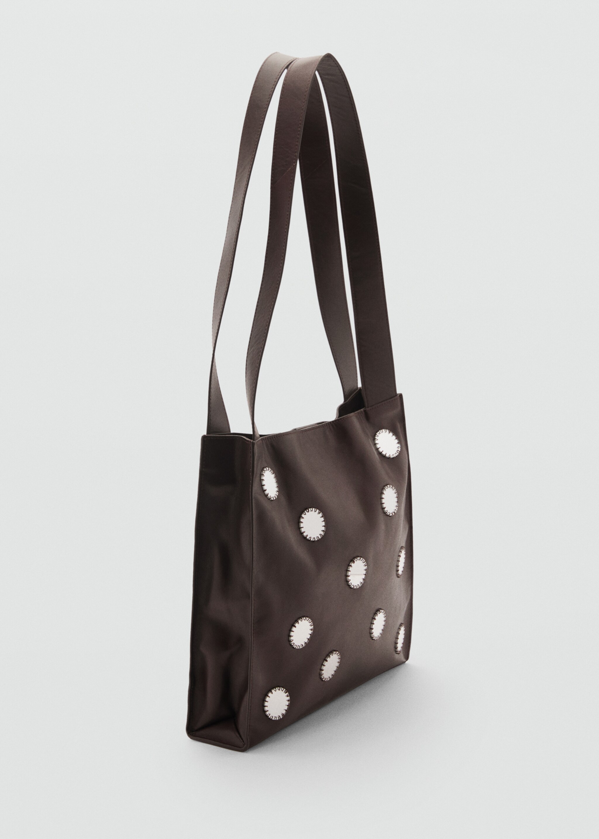 Double-handle leather bag with mirrors - Medium plane