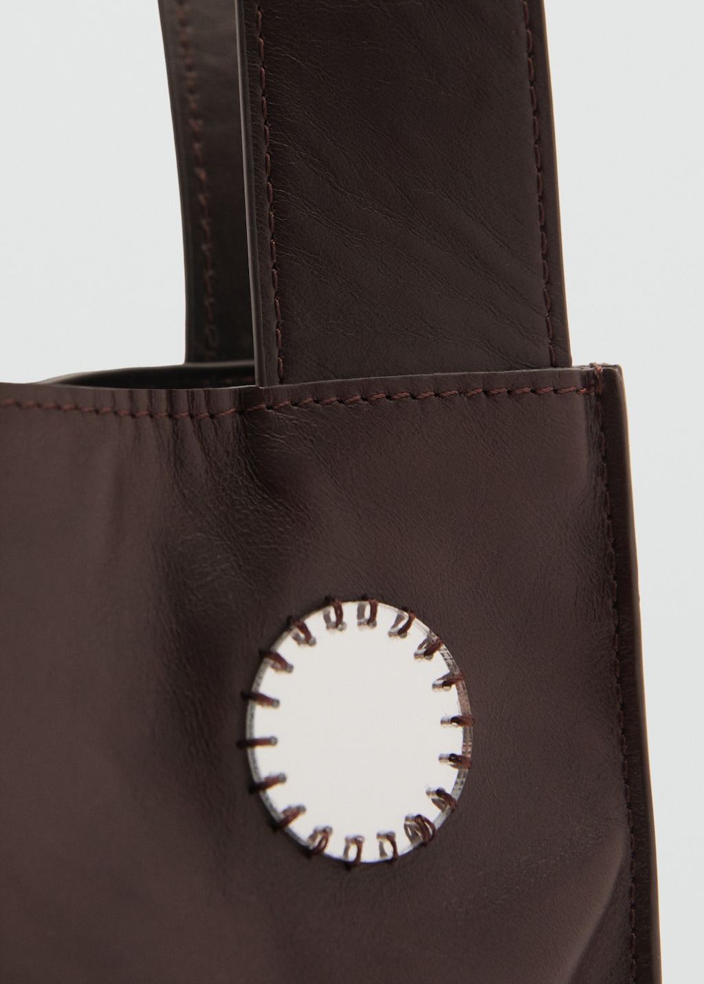 Double-handle leather bag with mirrors