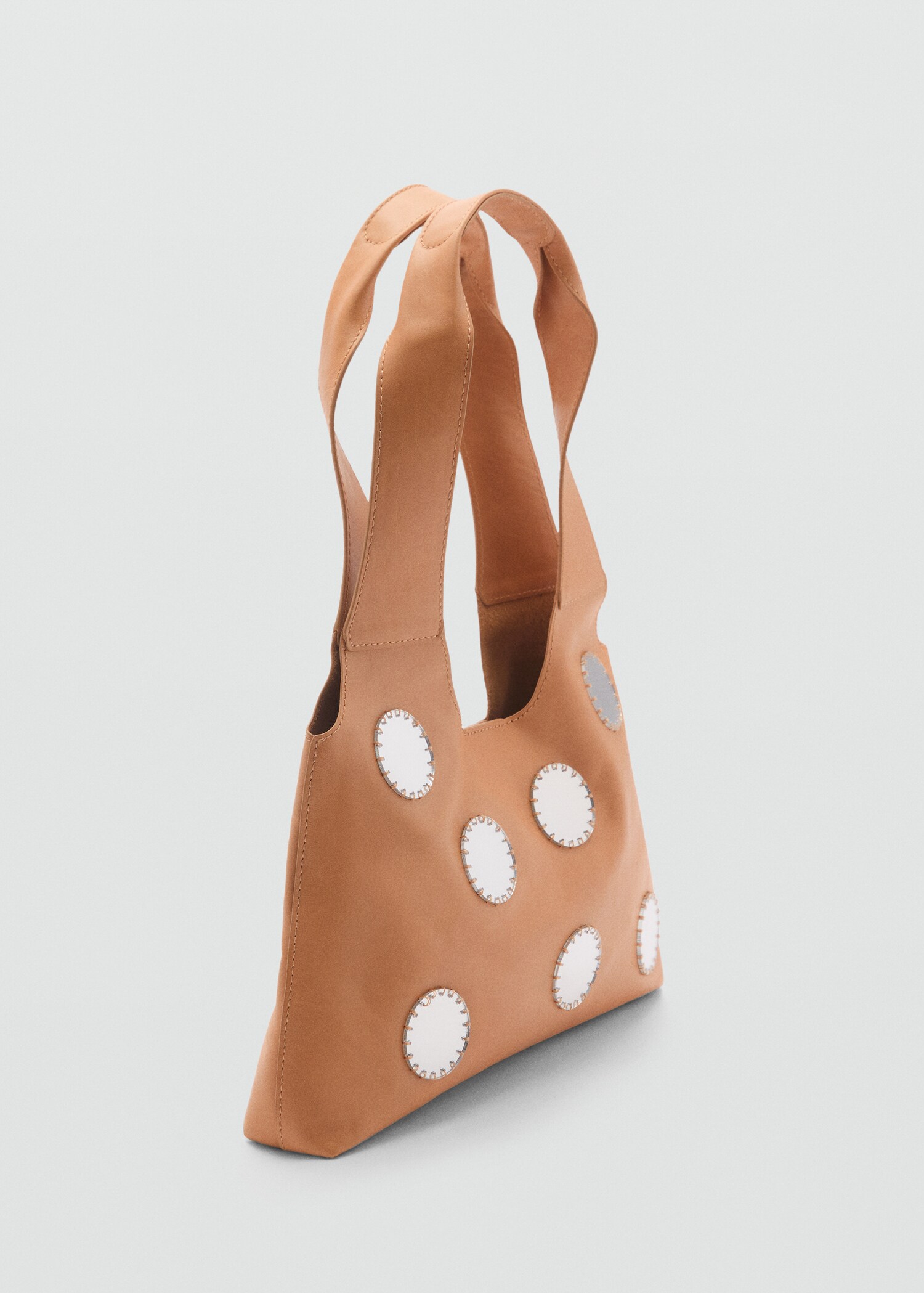 Leder-Schultertasche mit Spiegel-Pailletten - Mittlere Ansicht